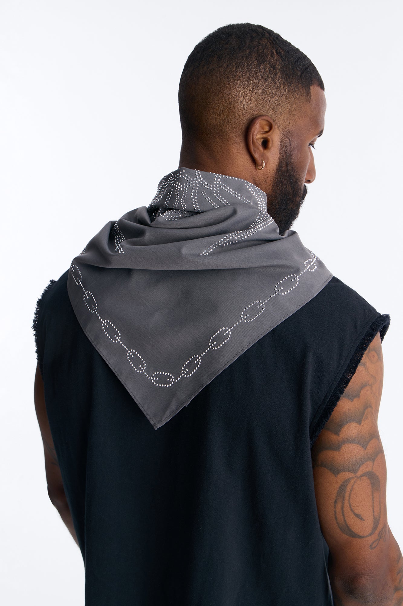 Rhinestone Spider Graphic Large Bandana - Grey Fashion Nova