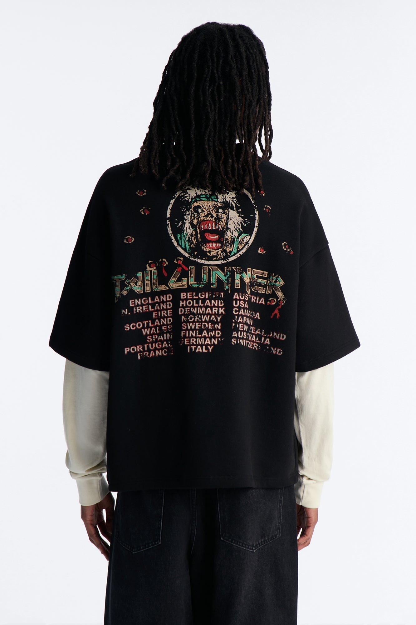Iron Maiden Tailgunner Oversized Fleece Twofer - Black Wash Fashion Nova