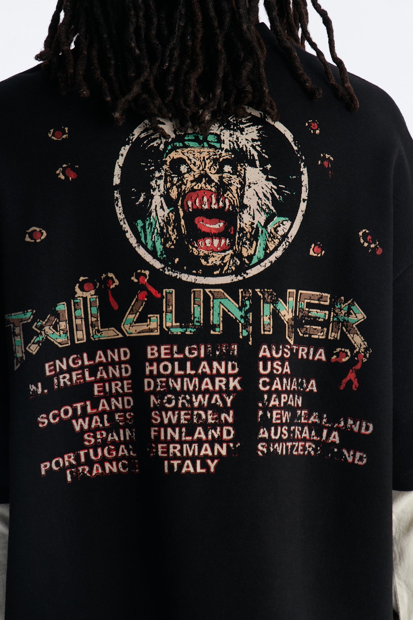 Iron Maiden Tailgunner Oversized Fleece Twofer - Black Wash Fashion Nova