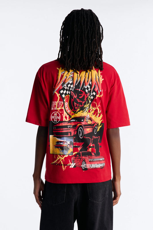 Dodge Demon Give Chase Short Sleeve Tee - Red Fashion Nova