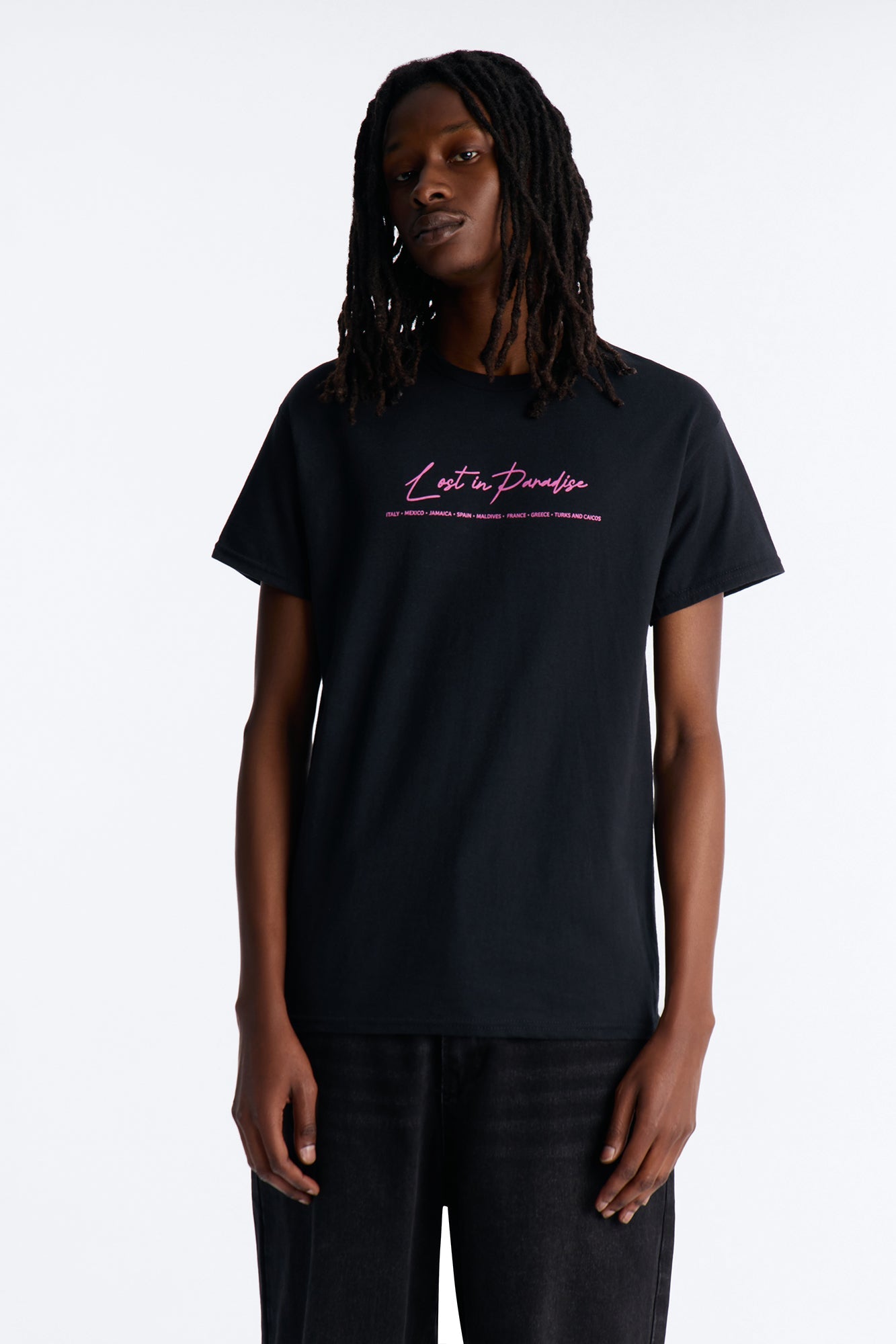 Forever Lost In Paradise Short Sleeve Tee - Black Fashion Nova
