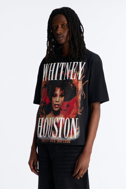 Whitney Houston Saving All My Love Short Sleeve Tee - Black Fashion Nova