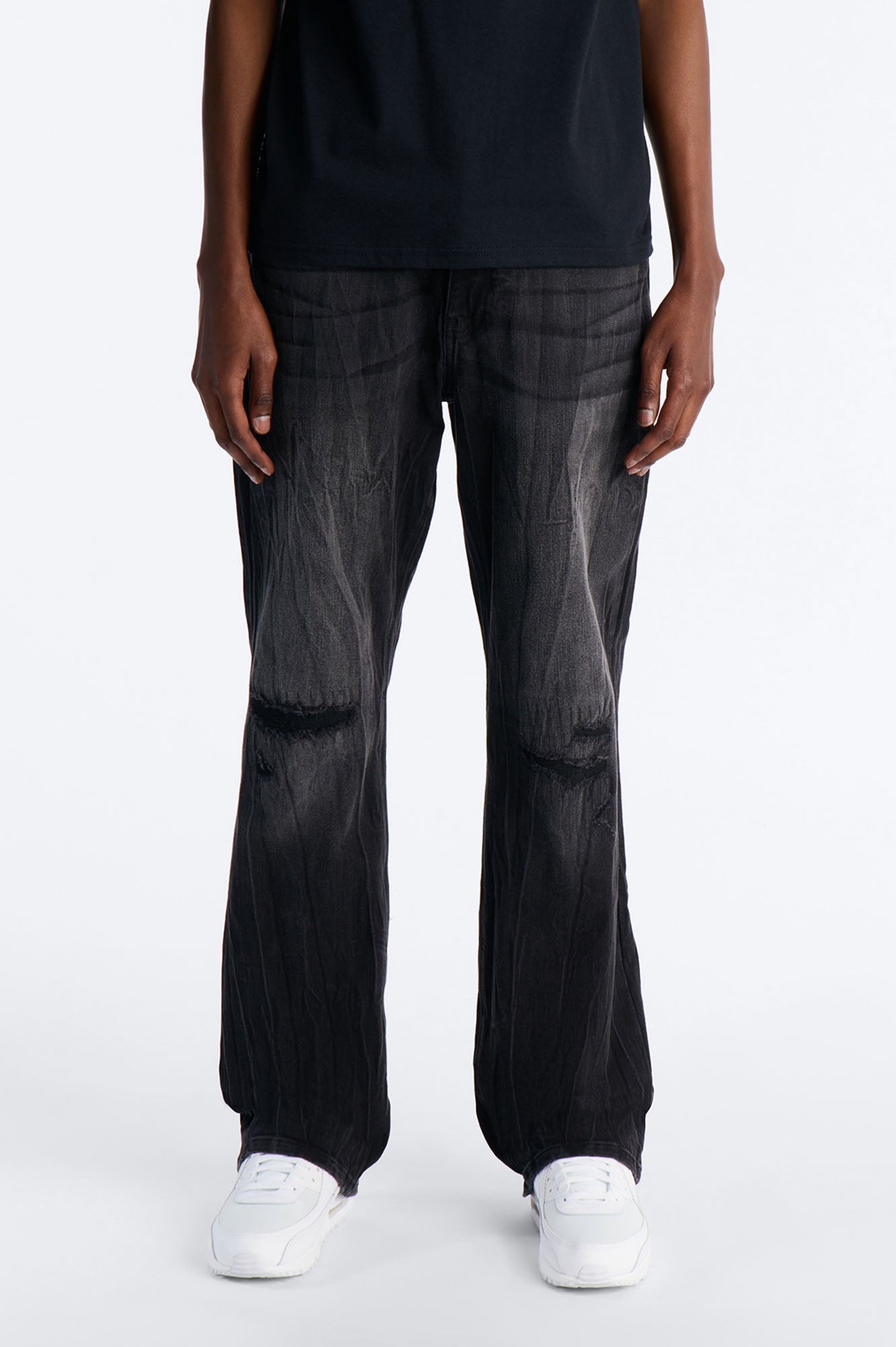 Dreamy Stacked Slim Flare Jeans - Black Wash Fashion Nova