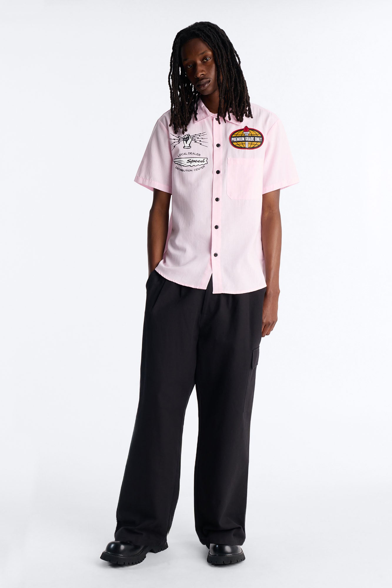 Cropped Overdrive Mode Striped Button Up Shirt - Pink Fashion Nova