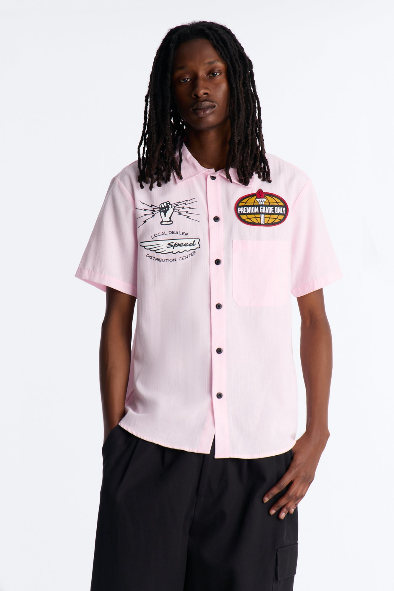 Cropped Overdrive Mode Striped Button Up Shirt - Pink Fashion Nova