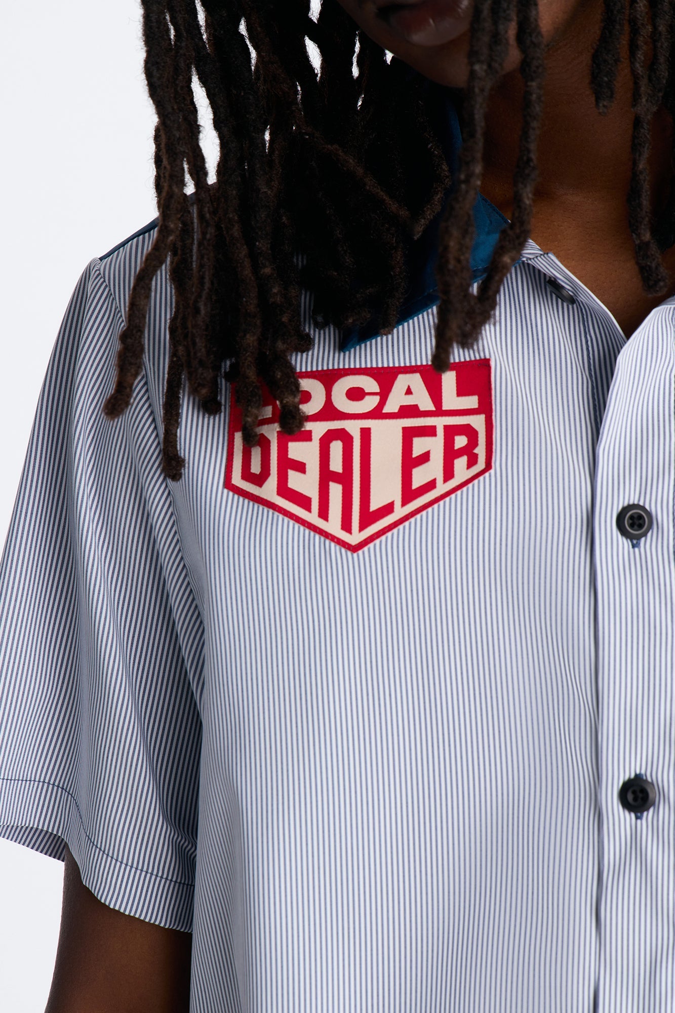 Local Dealer Striped Button Up Shirt - White Fashion Nova