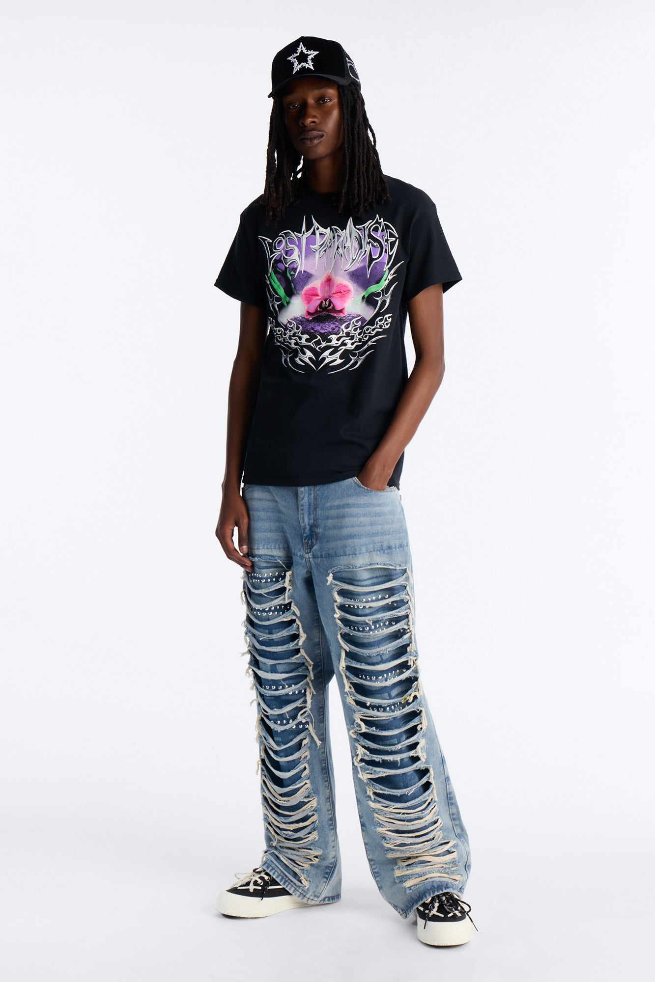 Baggy Studded Mayhem Jean - Light Wash Fashion Nova