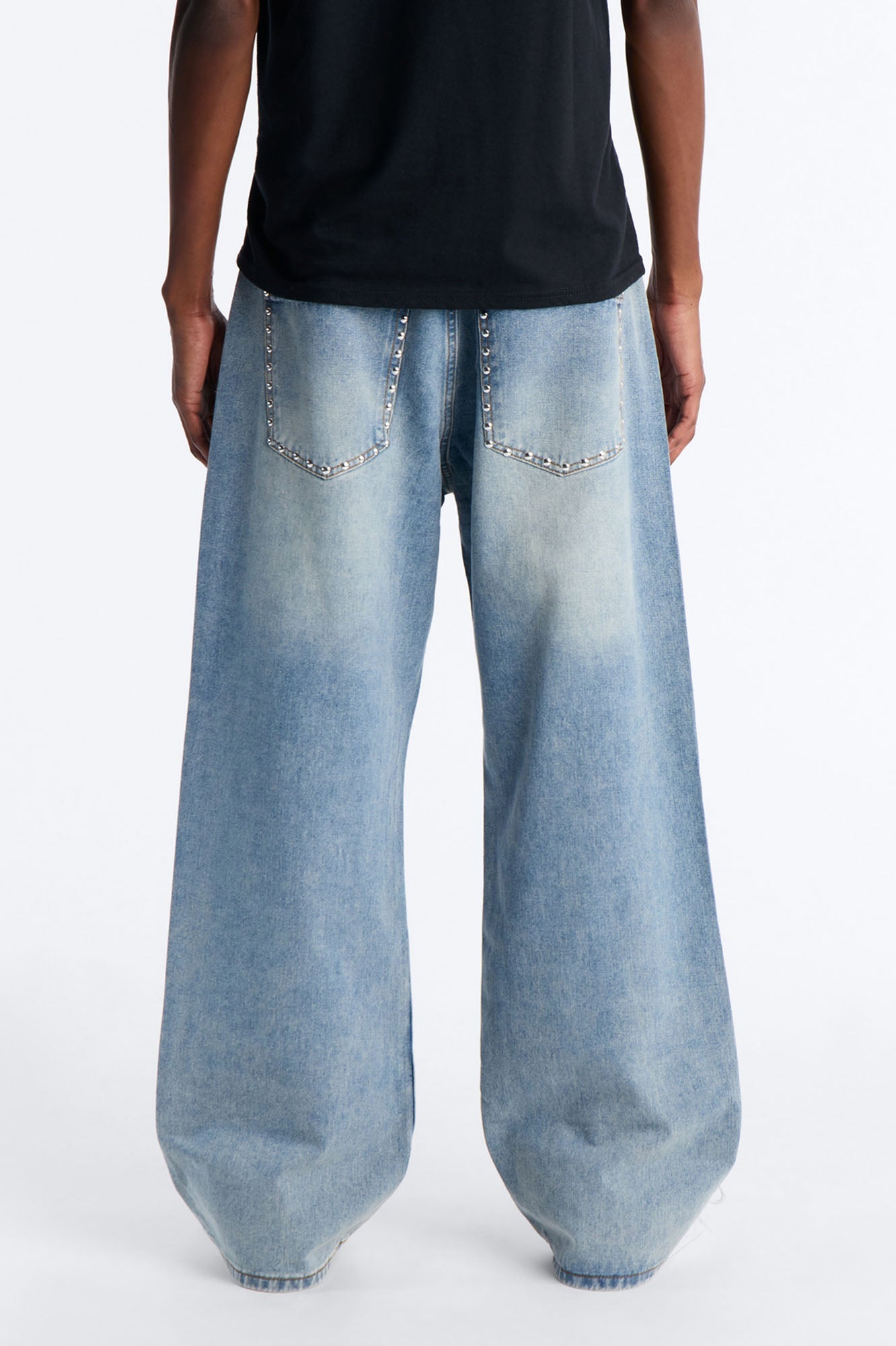Baggy Studded Mayhem Jean - Light Wash Fashion Nova