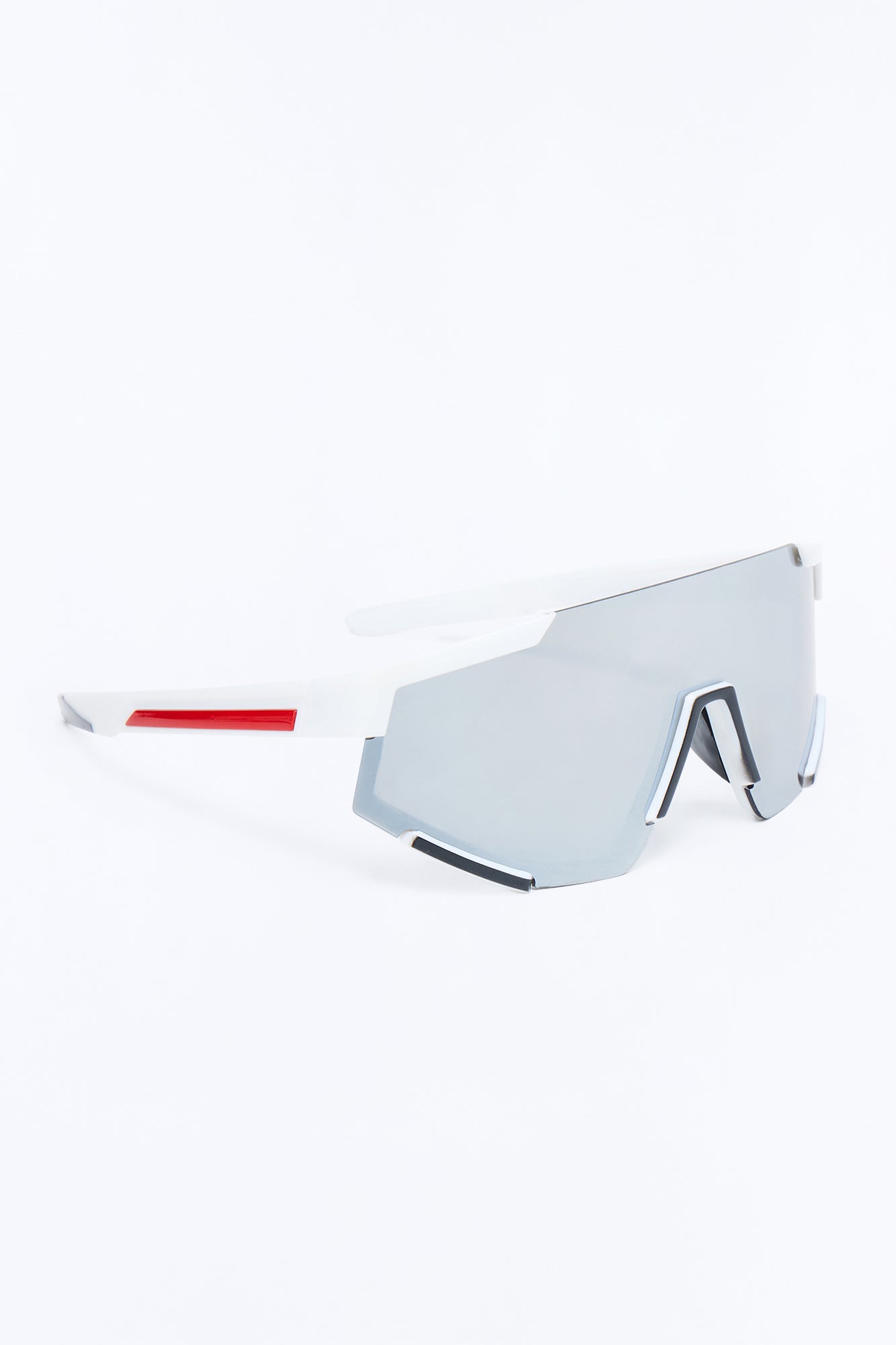 Striving Forward Sport Wrap Sunglasses - Silver/Red Fashion Nova