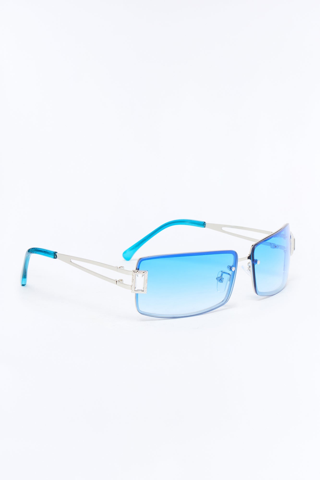Gridlock Steel Square Sunglasses - Blue Fashion Nova