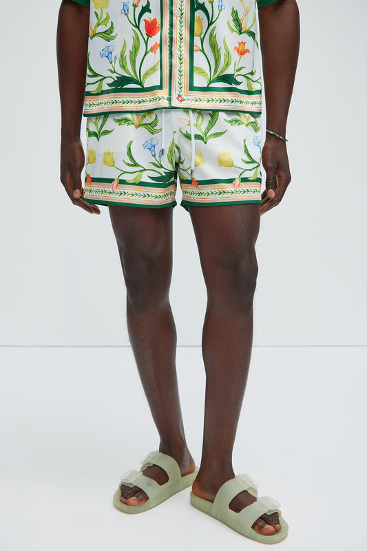 Deer Creek Swim Short Trunk - White/combo Fashion Nova