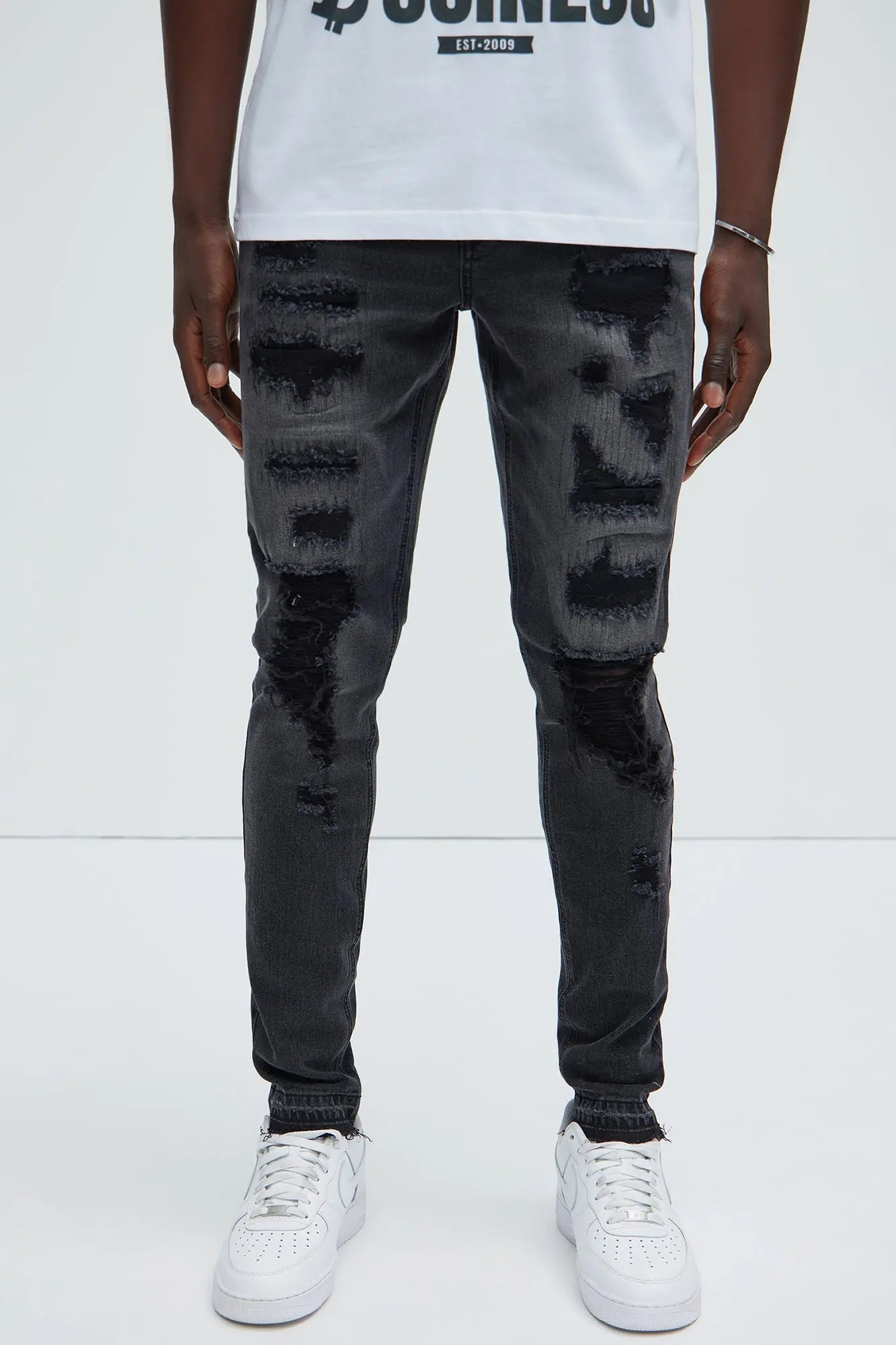 Keeping It Real Stacked Skinny Jeans - Black Wash Fashion Nova