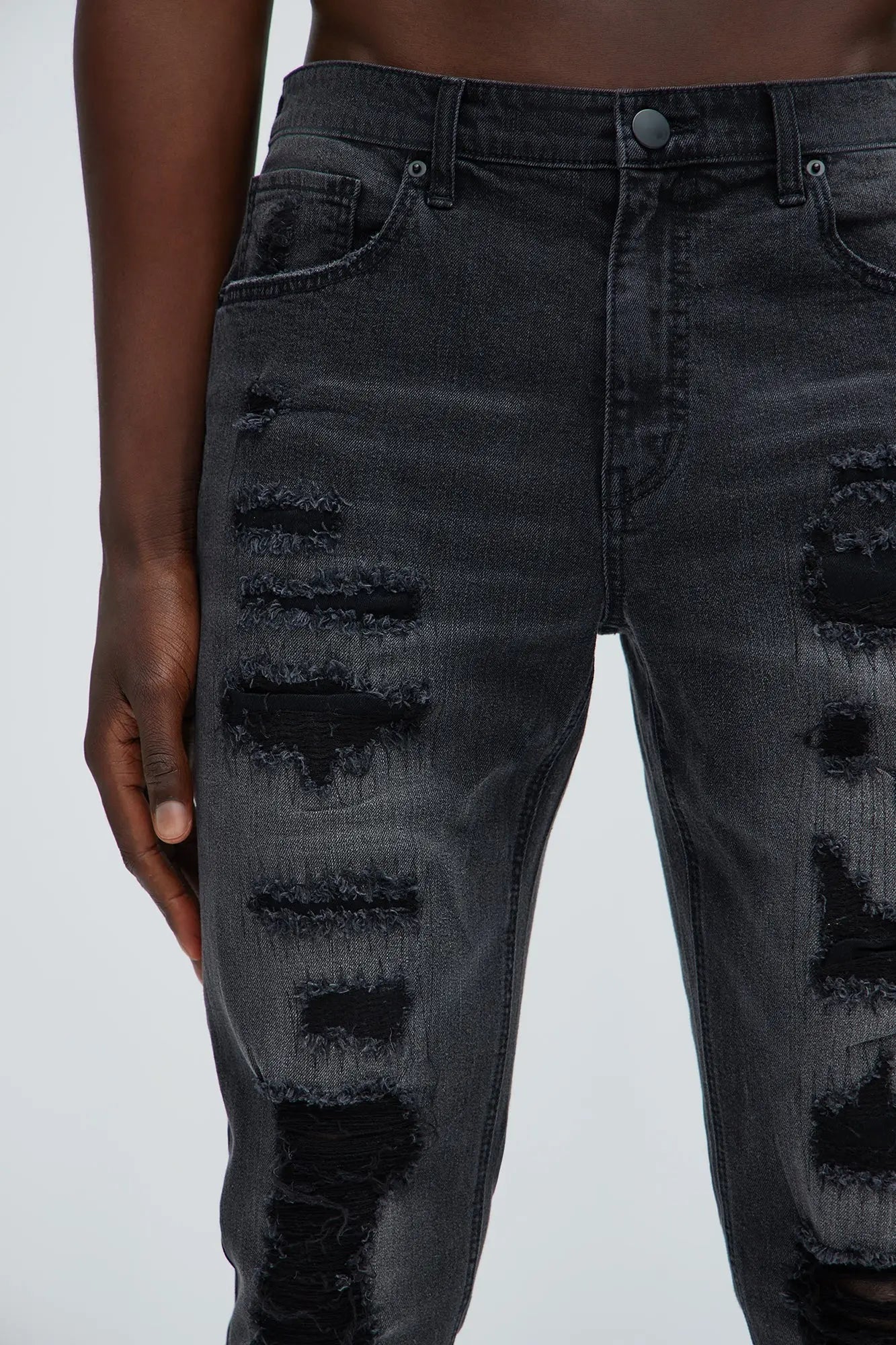 Keeping It Real Stacked Skinny Jeans - Black Wash Fashion Nova