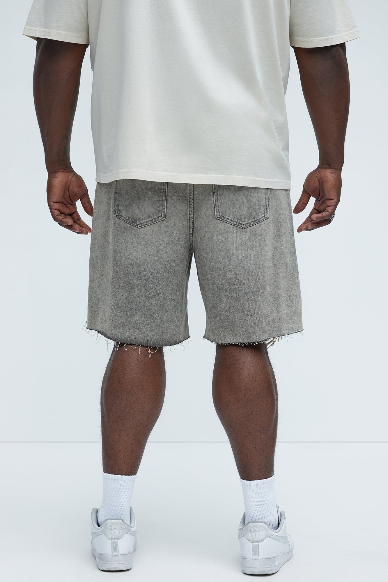 Relaxed Raw Hem Distressed Denim Shorts - Grey/Smoke Fashion Nova