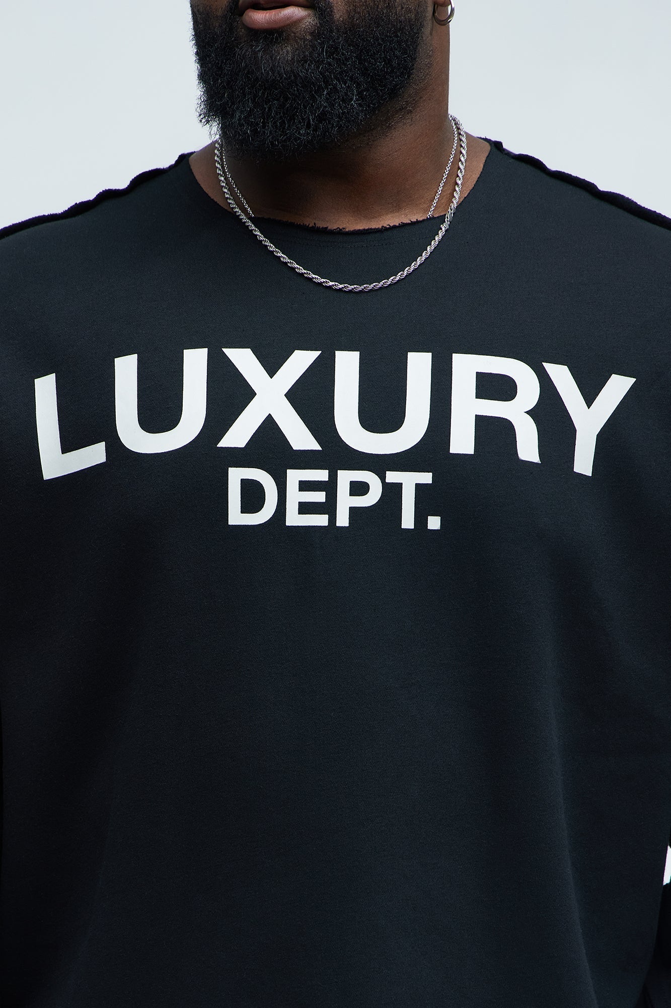 Tyson Luxury Dept Frayed Oversized Sweatshirt - Black Fashion Nova