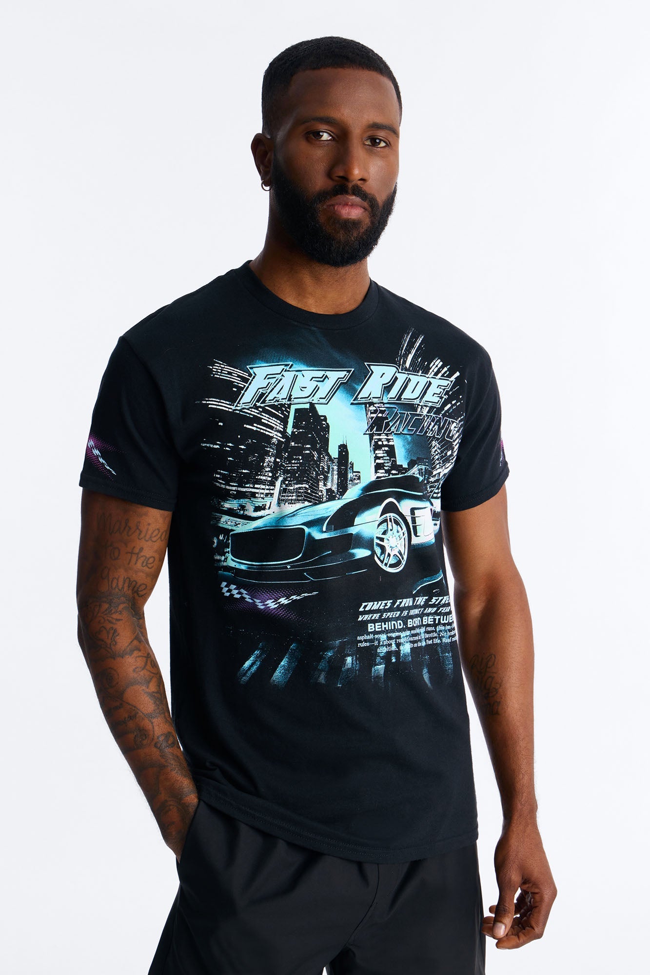 Fast Ride Racing Short Sleeve Tee - Black Fashion Nova