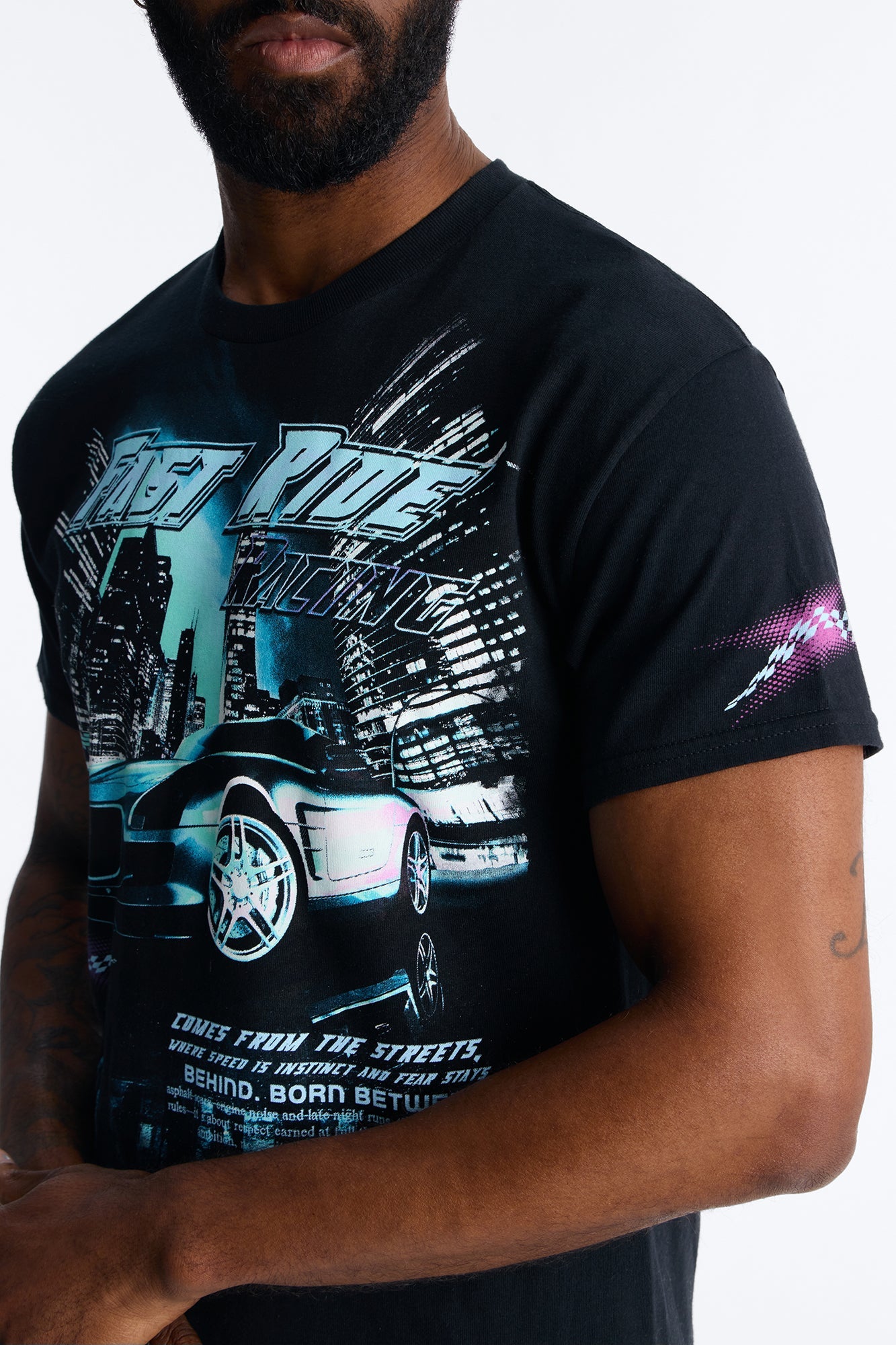 Fast Ride Racing Short Sleeve Tee - Black Fashion Nova