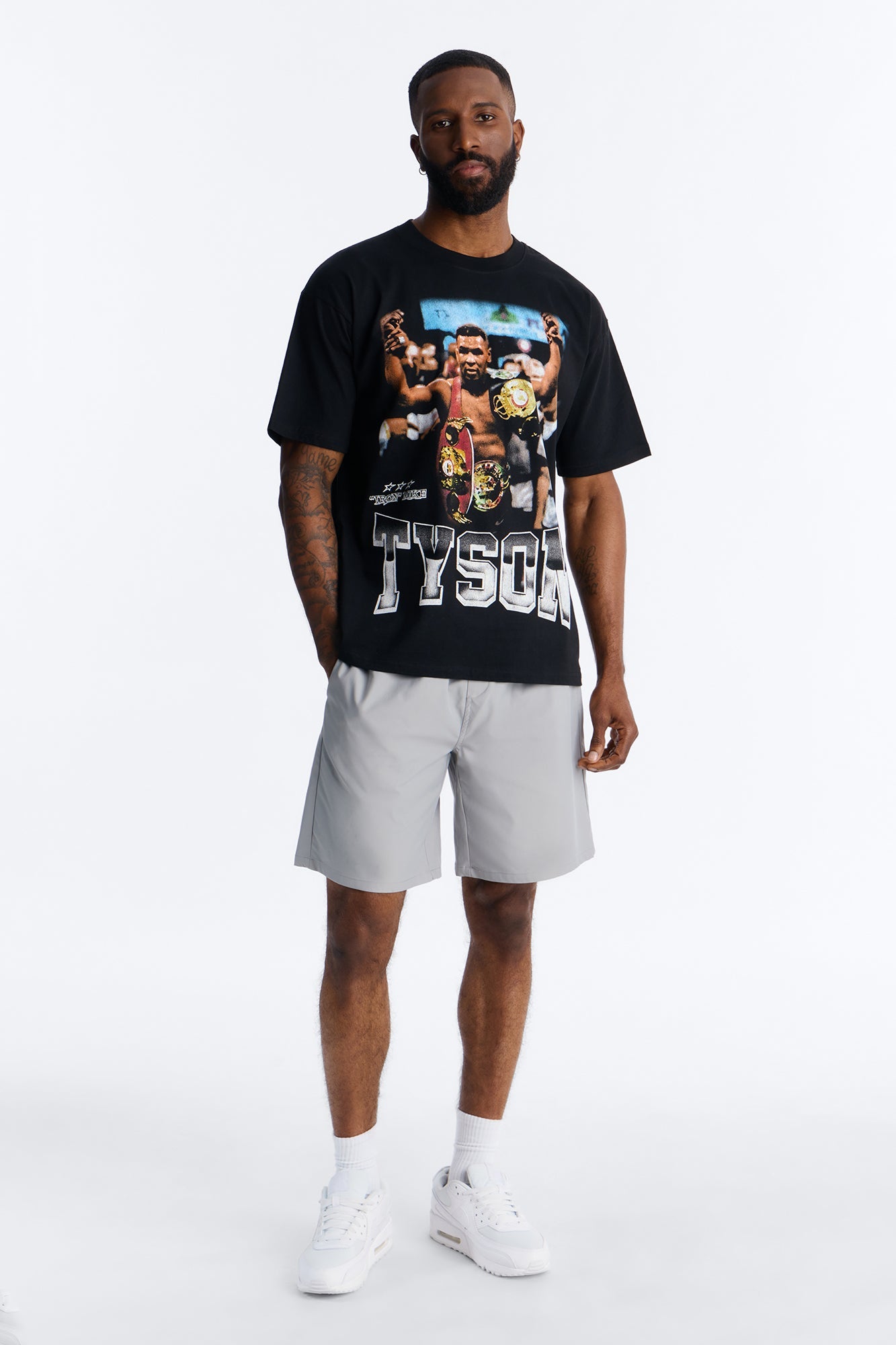 Mike Tyson Knockout Tour Heavy Weight Oversized Short Sleeve Tee - Black Fashion Nova