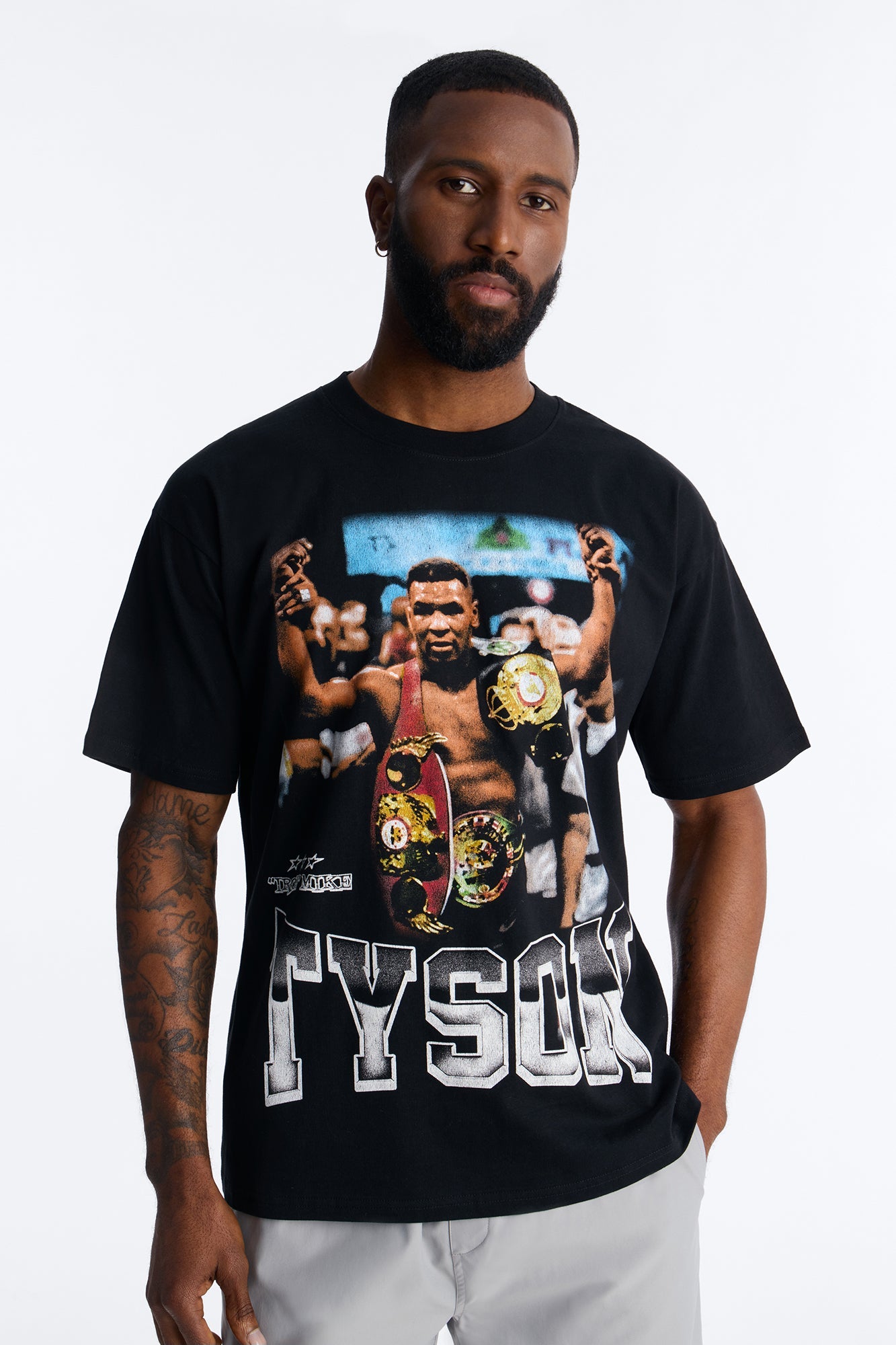 Mike Tyson Knockout Tour Heavy Weight Oversized Short Sleeve Tee - Black Fashion Nova