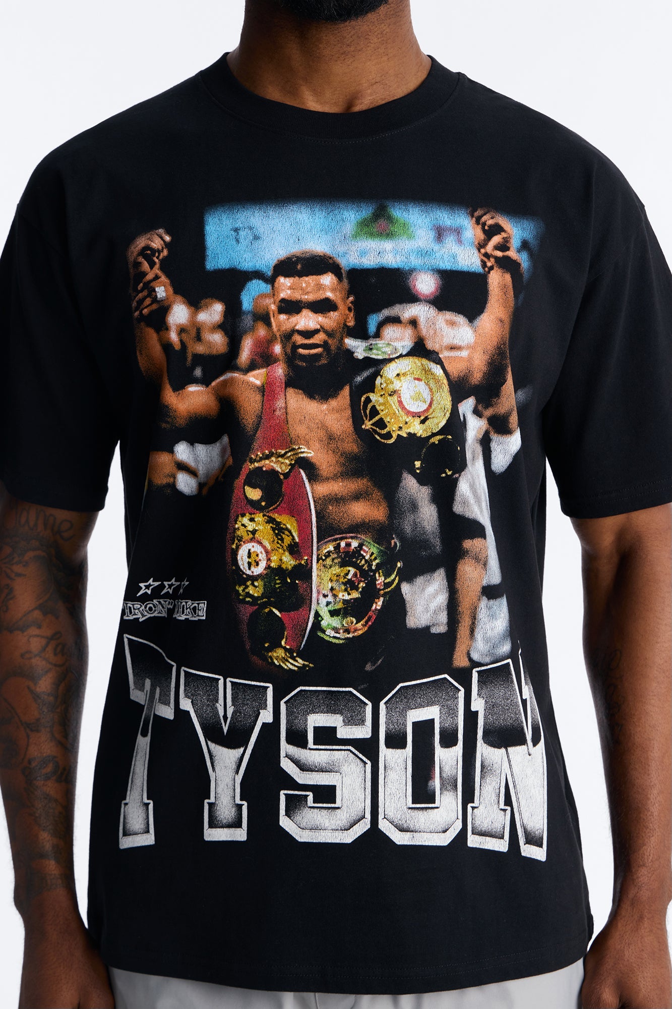 Mike Tyson Knockout Tour Heavy Weight Oversized Short Sleeve Tee - Black Fashion Nova