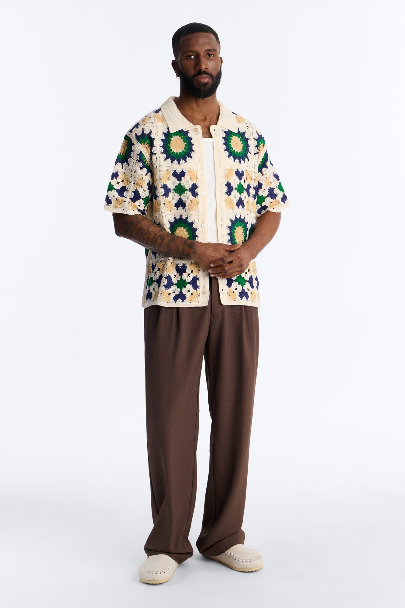 Desert Hues Crochet Button Up Shirt - Cream Fashion Nova
