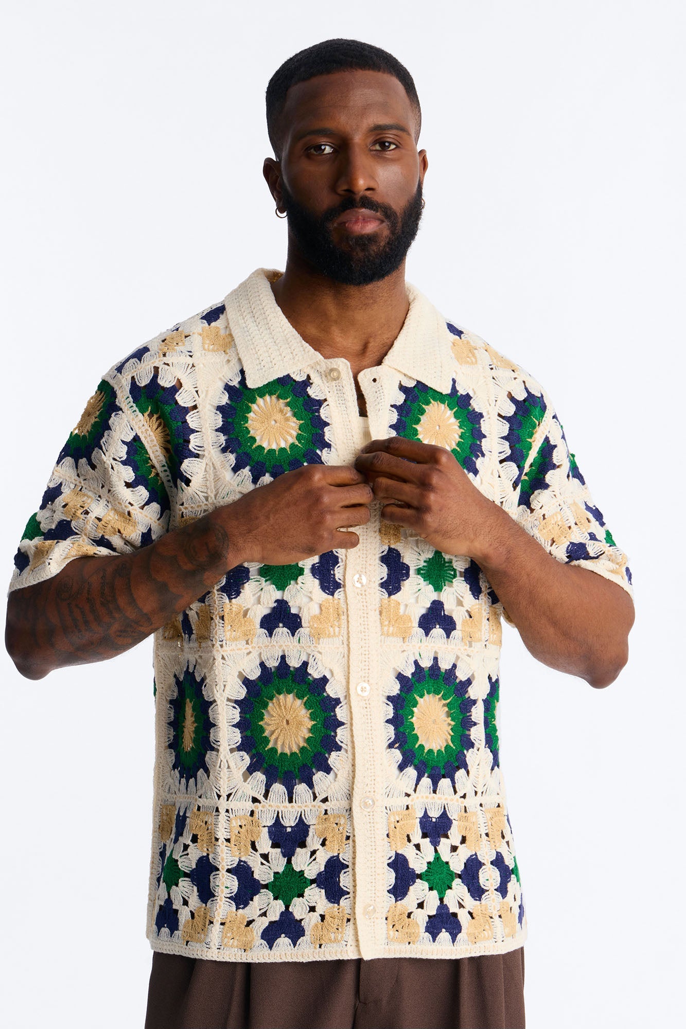 Desert Hues Crochet Button Up Shirt - Cream Fashion Nova