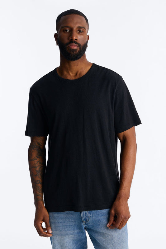 Bahamas Linen Crew Tee - Black Fashion Nova
