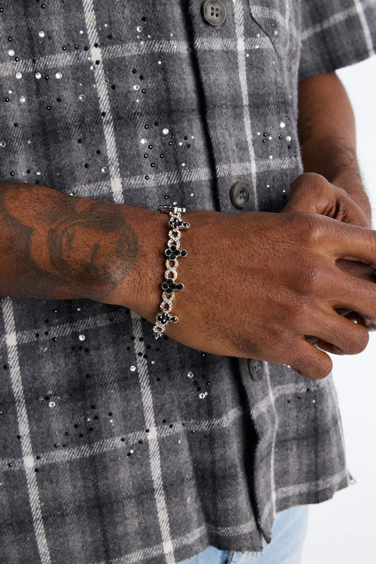 Eternal Midnight Cross Bracelet - Silver Fashion Nova