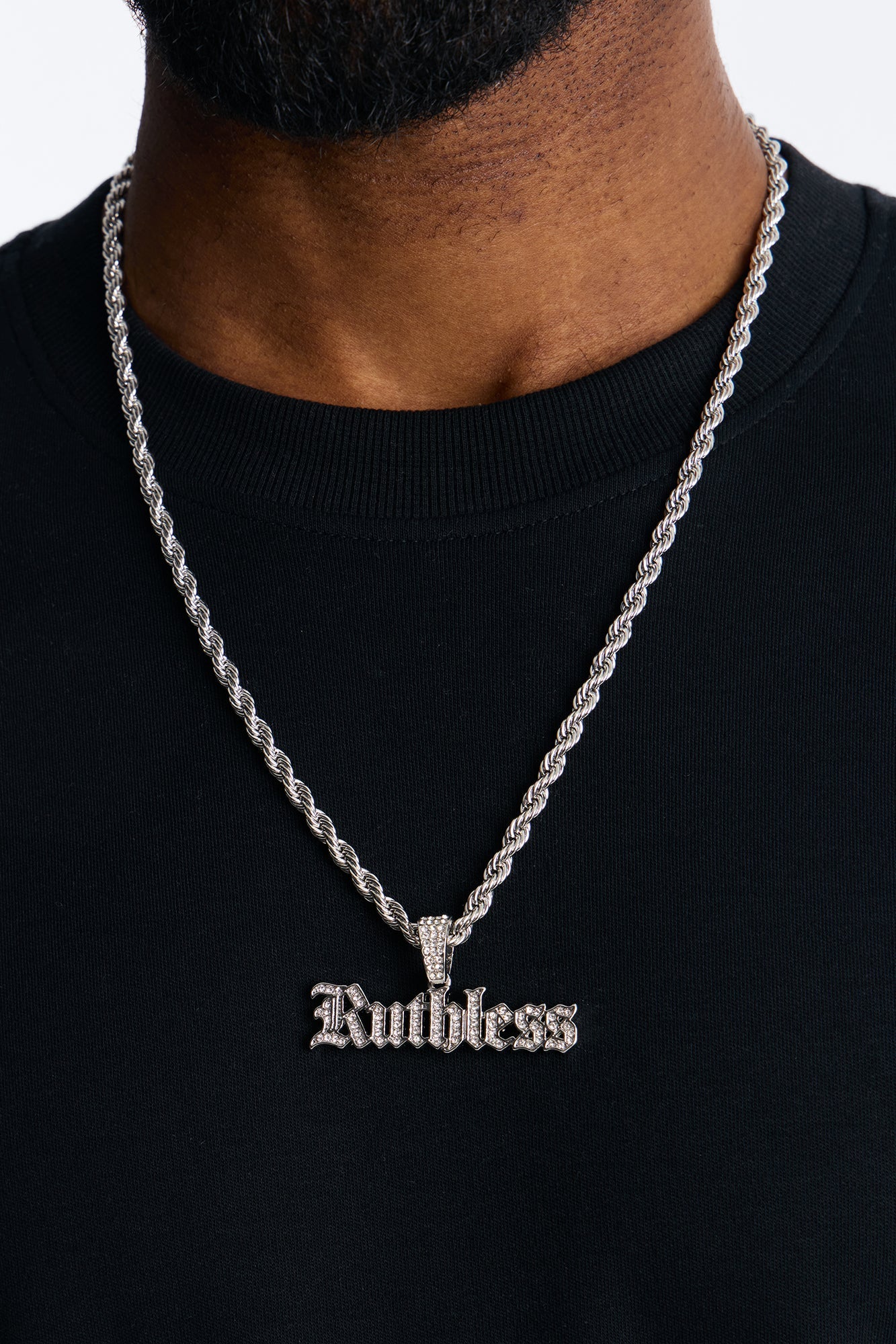 Ruthless Iced Rope Chain Necklace - Silver Fashion Nova