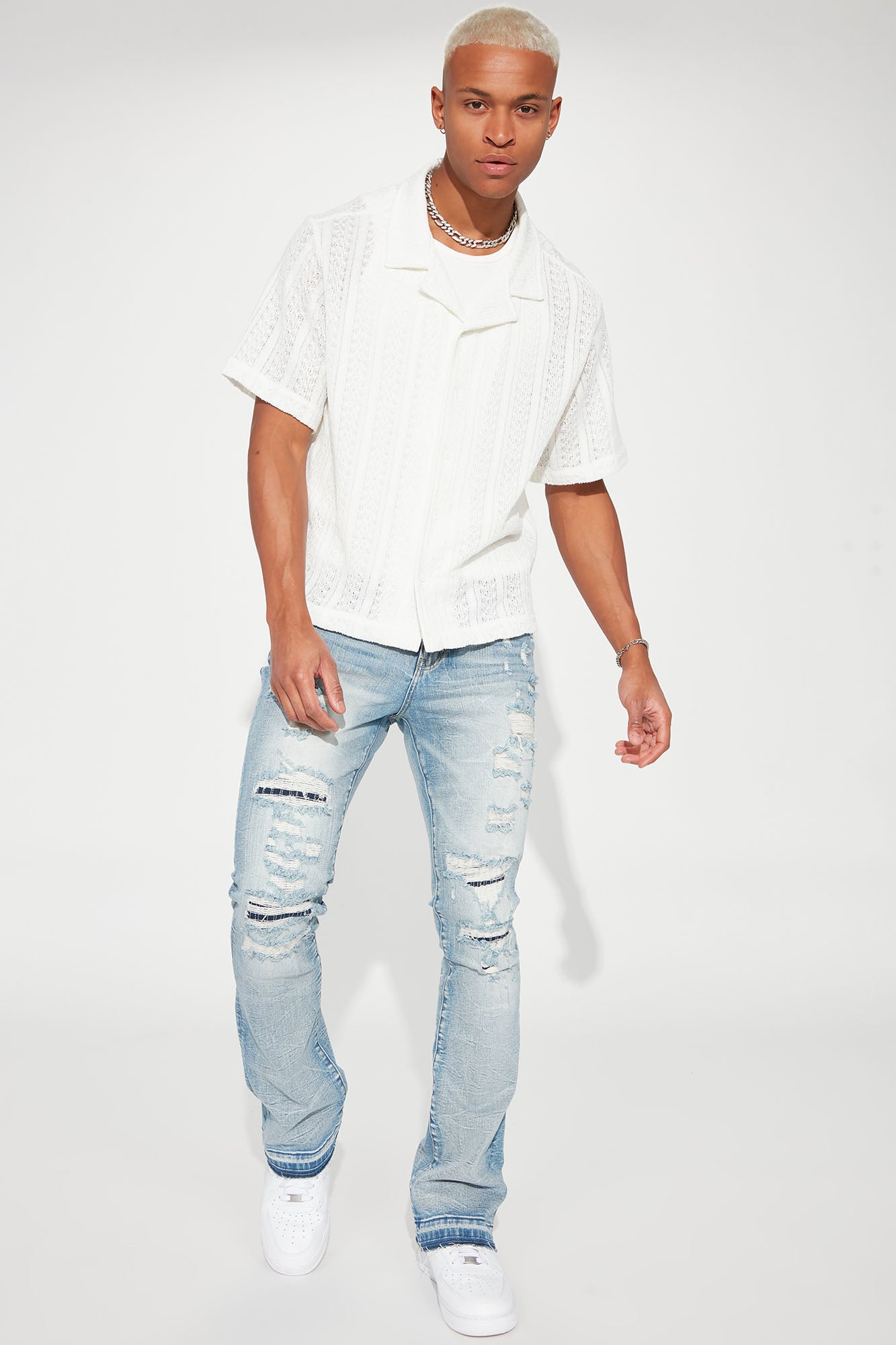 Undercover Slim Stacked Flare Jeans - Medium Blue Wash Fashion Nova