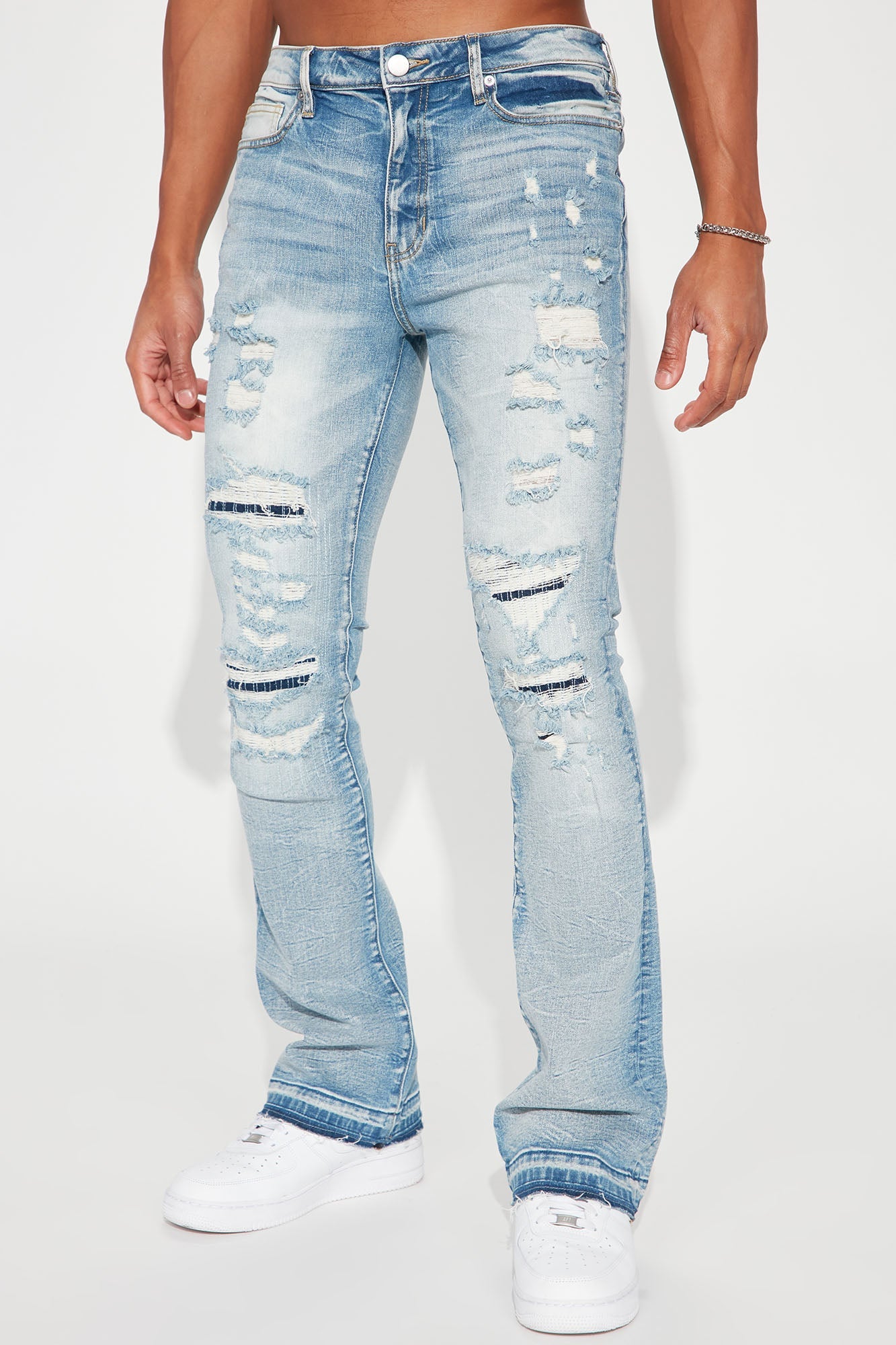 Undercover Slim Stacked Flare Jeans - Medium Blue Wash Fashion Nova