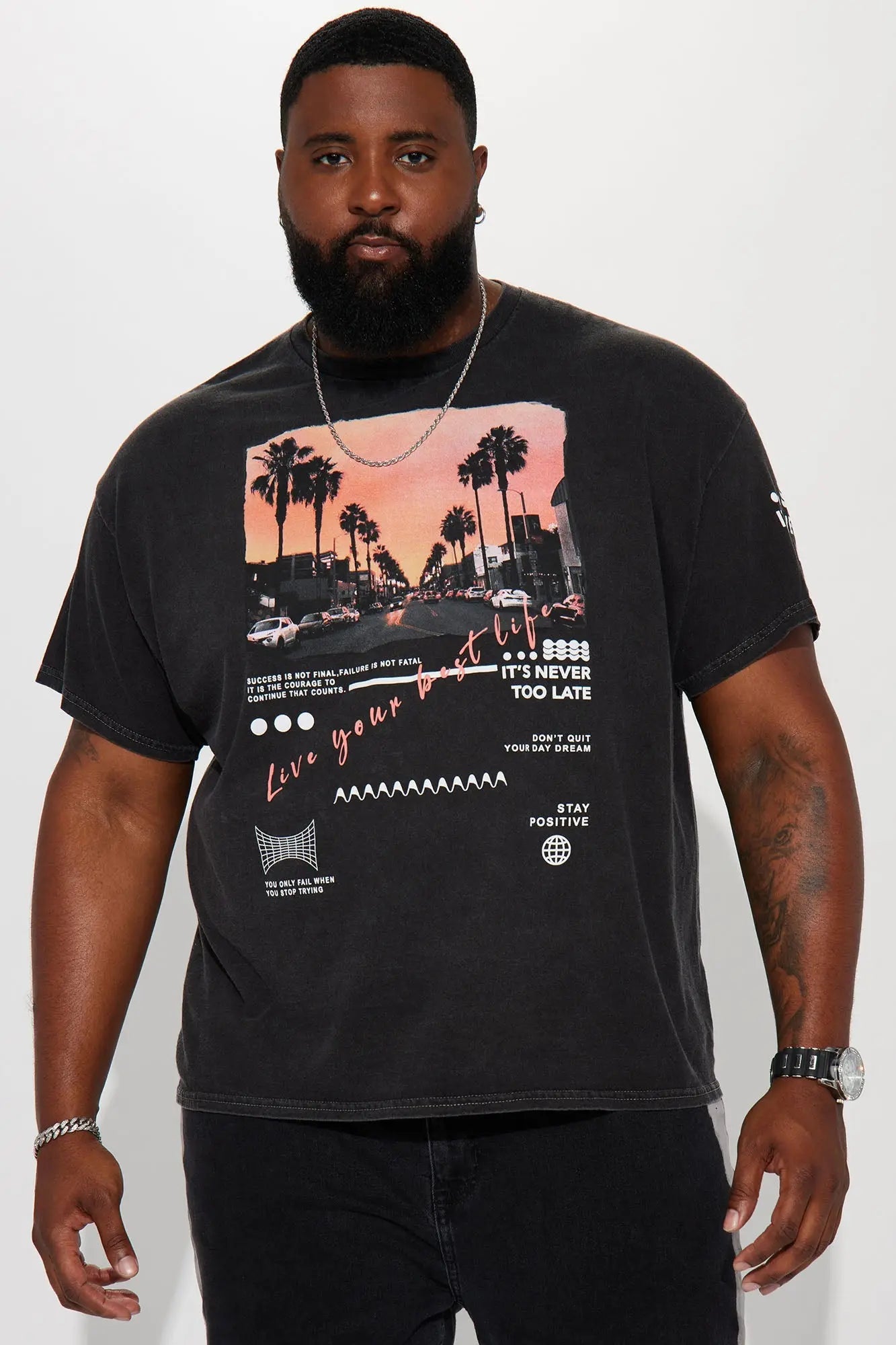 Never Too Late Short Sleeve Tee - Black Fashion Nova