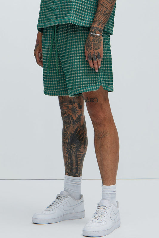 Dimensional Textured Warmup Shorts - Green/combo Fashion Nova