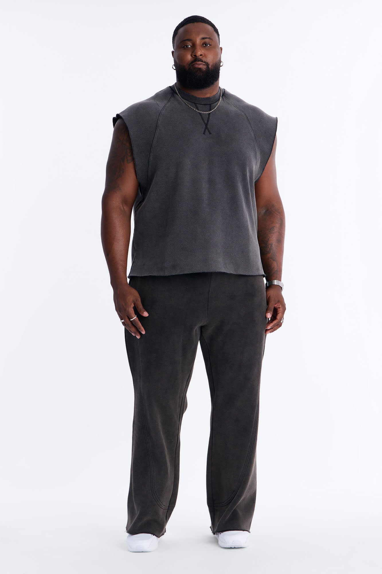 Washed Raw Edge Flare Sweatpant - Black Wash Fashion Nova