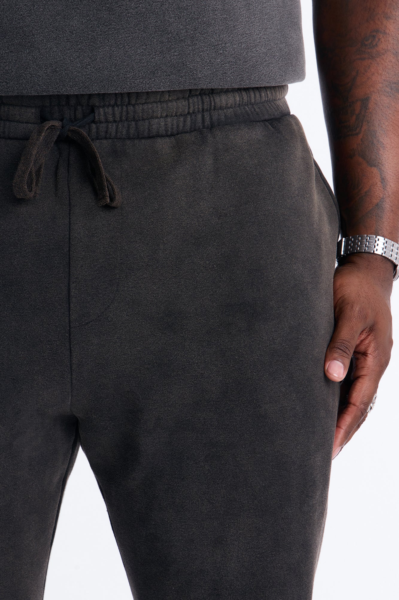 Washed Raw Edge Flare Sweatpant - Black Wash Fashion Nova