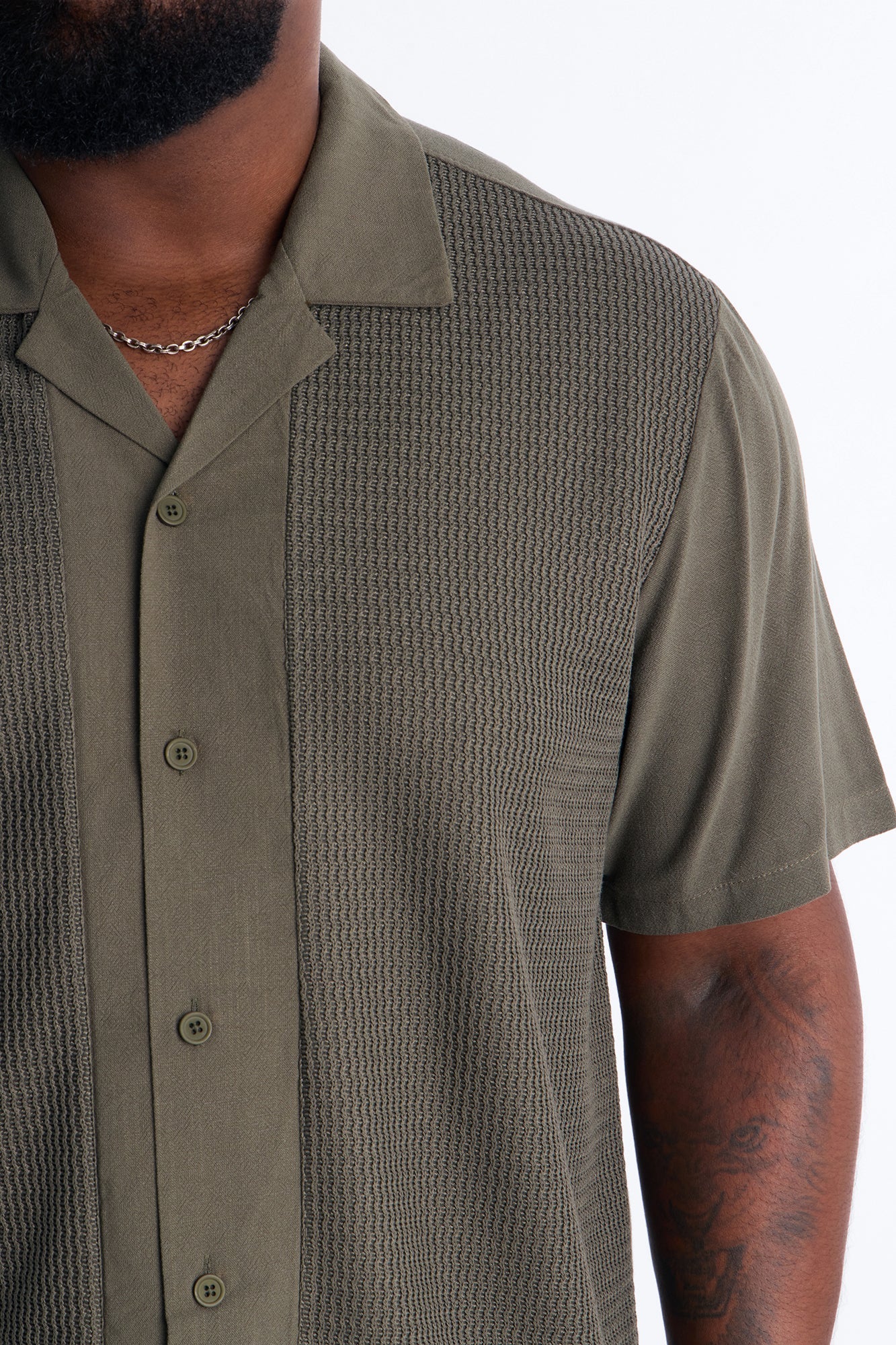 Brookfield Flow Cuban Collar Button Up Shirt - Olive Fashion Nova