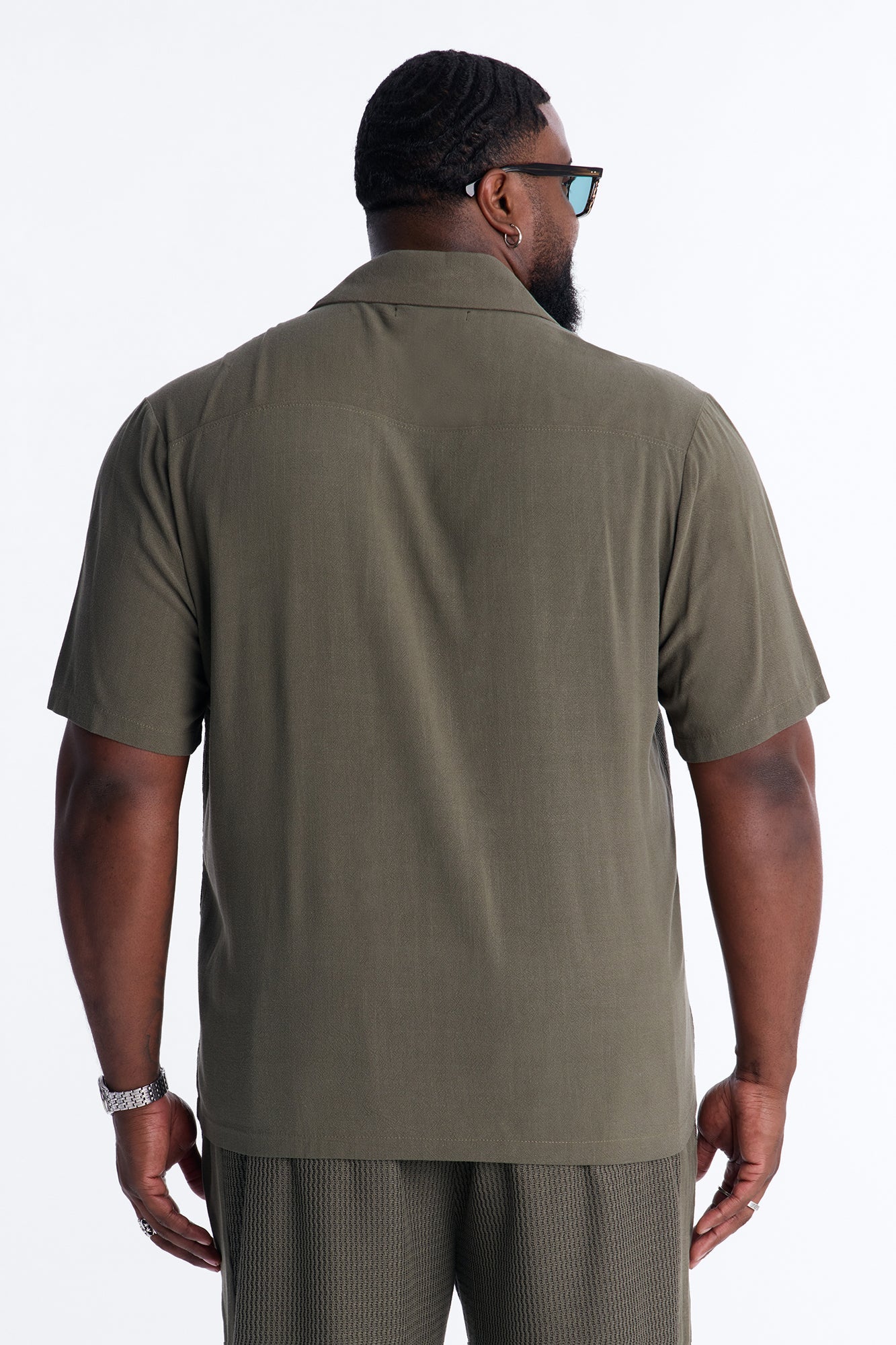 Brookfield Flow Cuban Collar Button Up Shirt - Olive Fashion Nova
