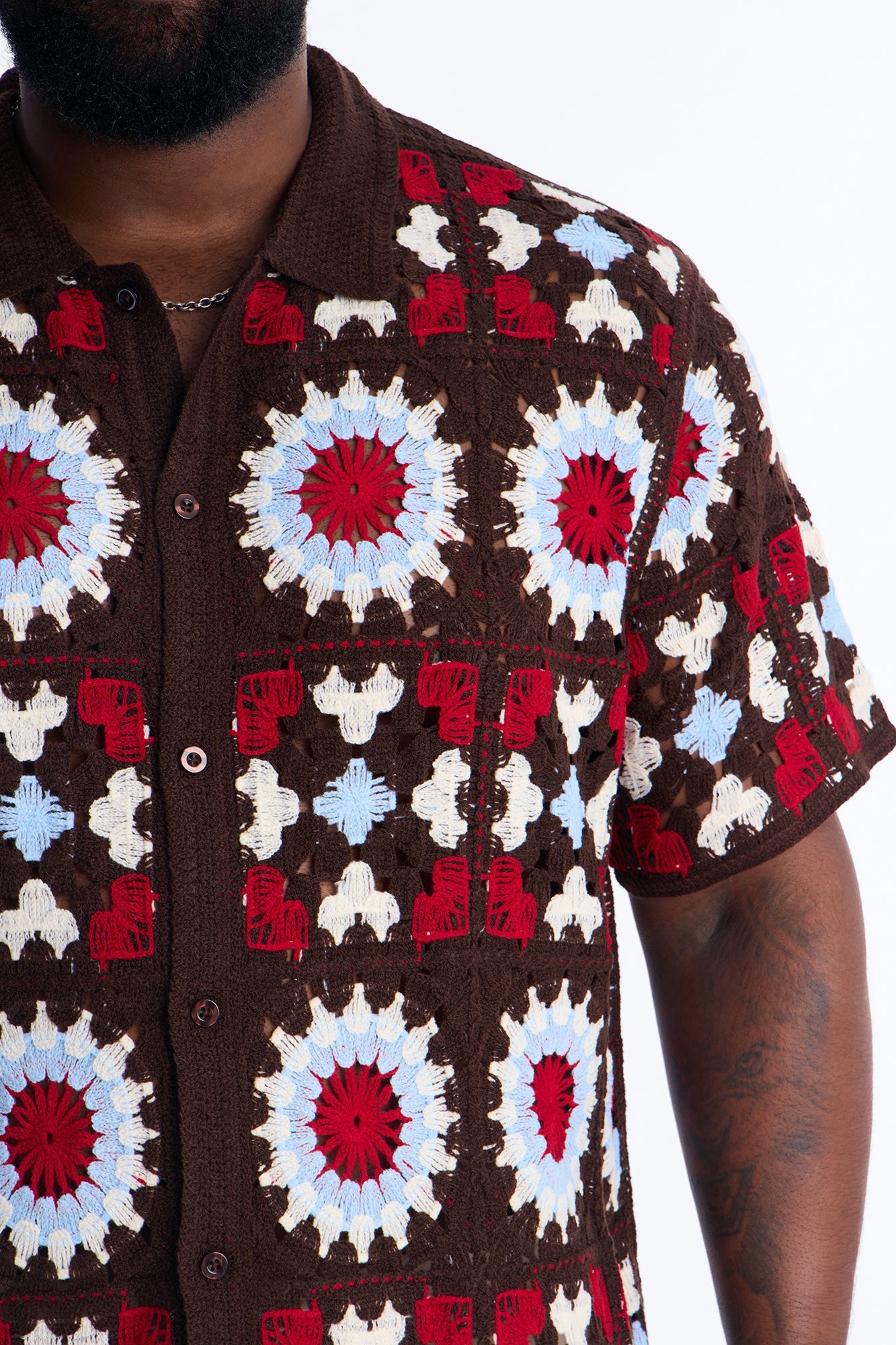 Desert Hues Crochet Button Up Shirt - Brown Fashion Nova