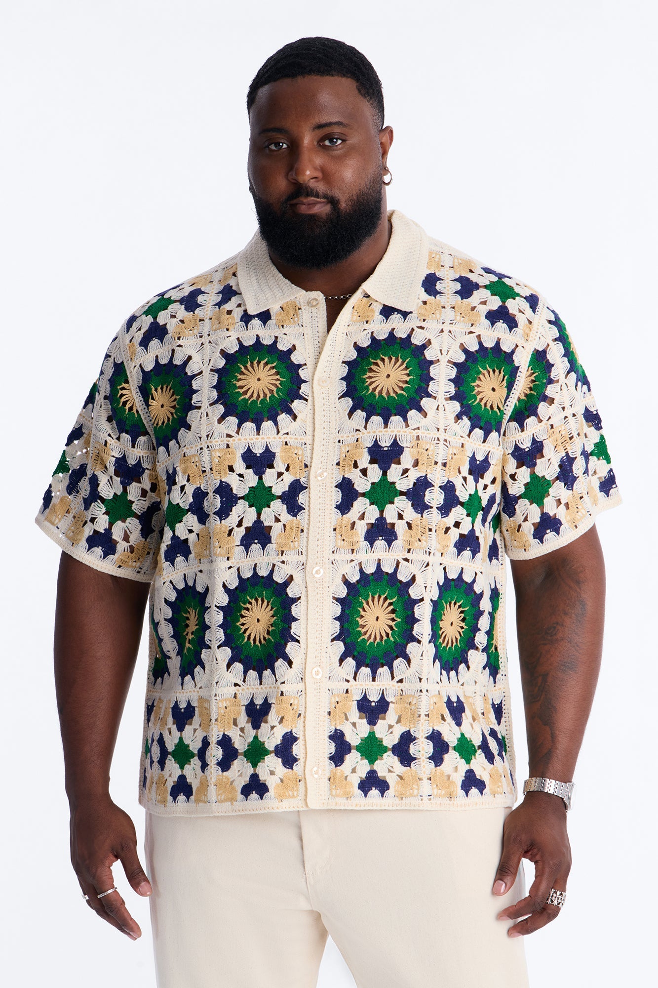 Desert Hues Crochet Button Up Shirt - Cream Fashion Nova