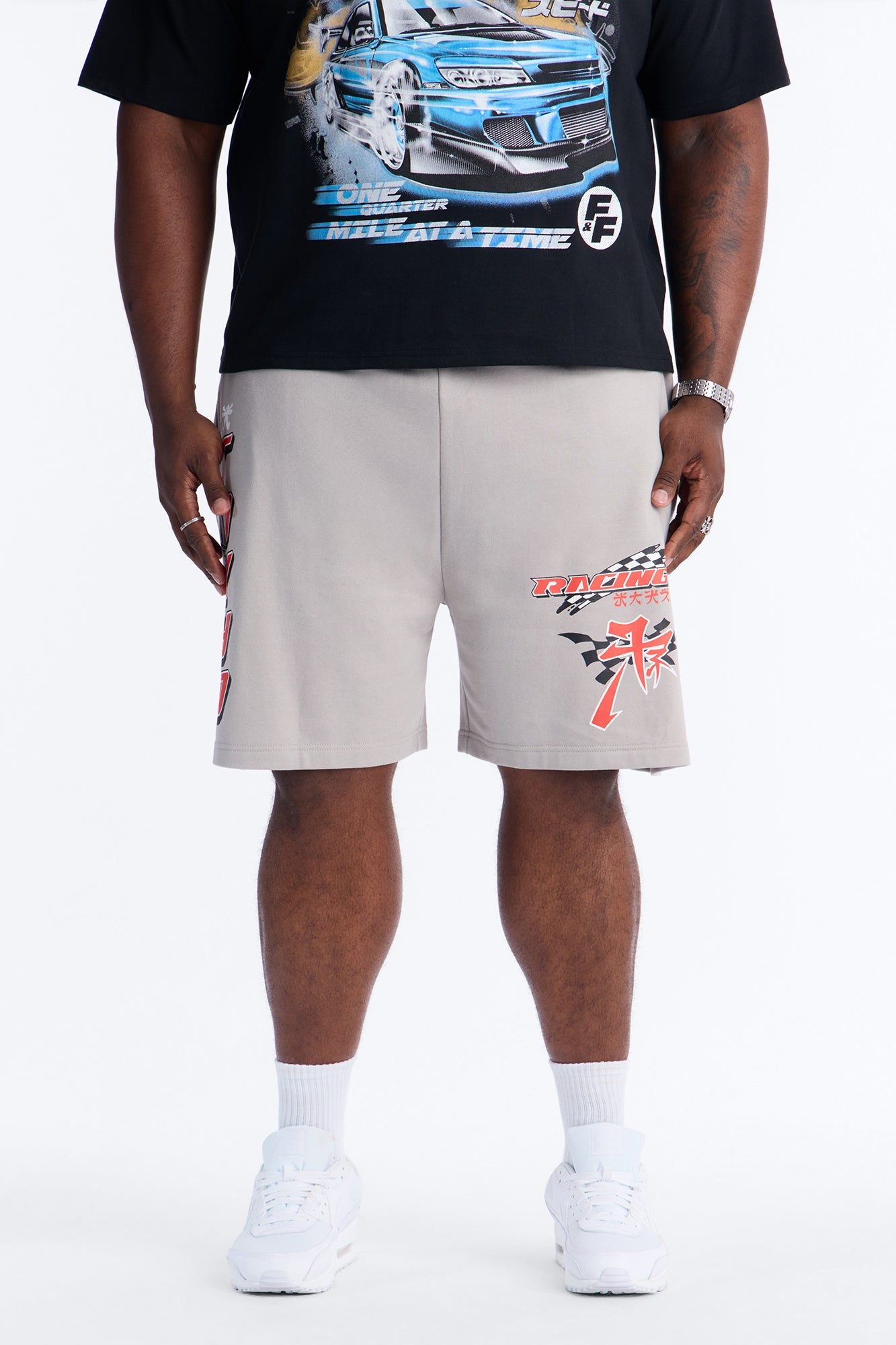 Tokyo Racing Team Sweatshorts - Grey Fashion Nova