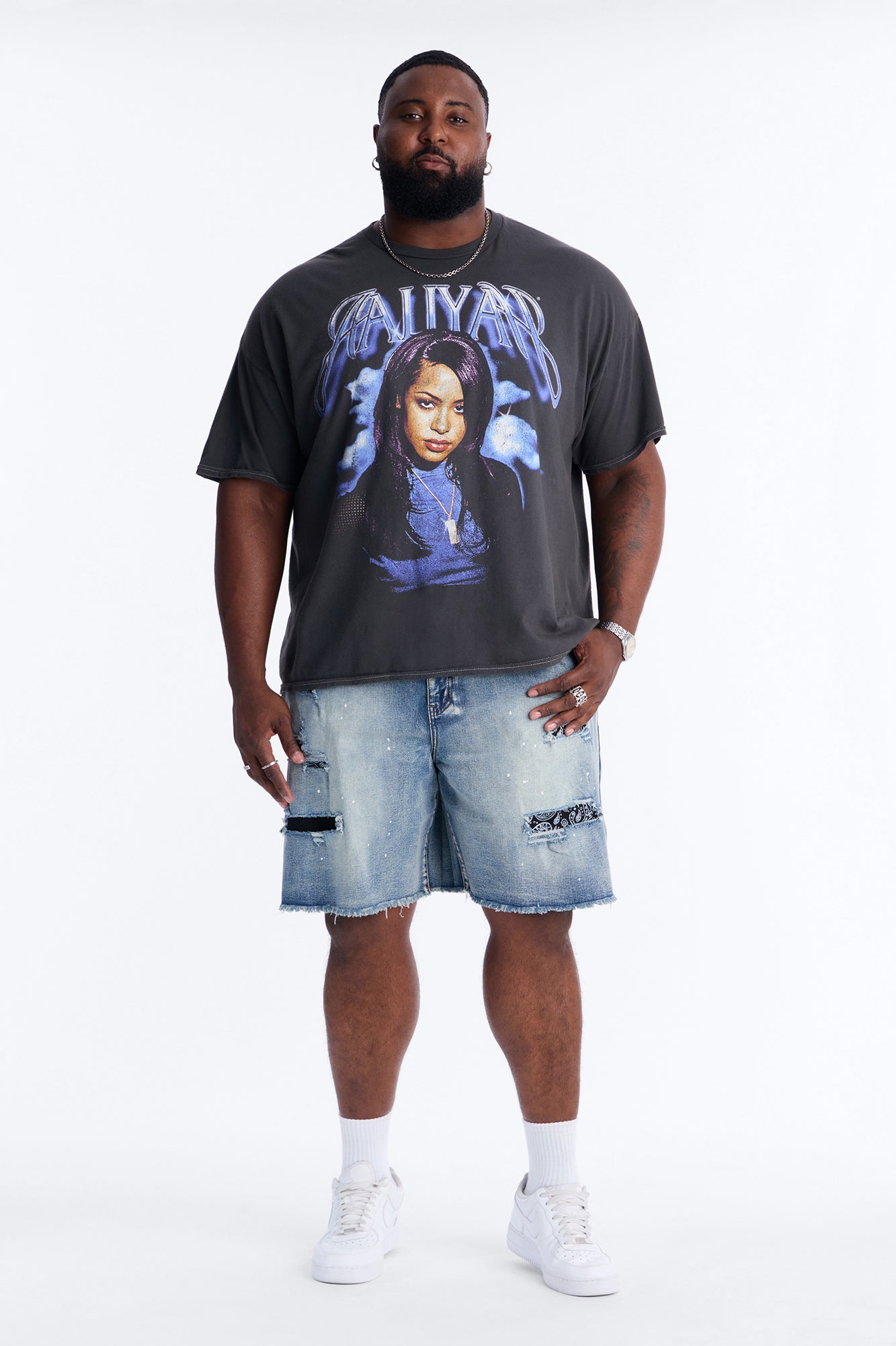 Relaxed Paisley District Denim Short - Medium Blue Wash Fashion Nova