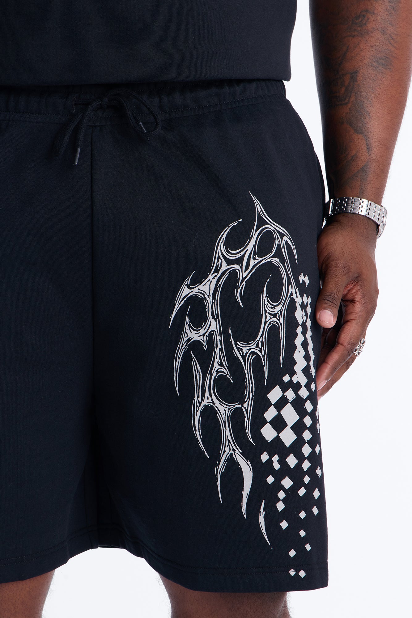 Digital Tribal Sweatshorts - Black Fashion Nova