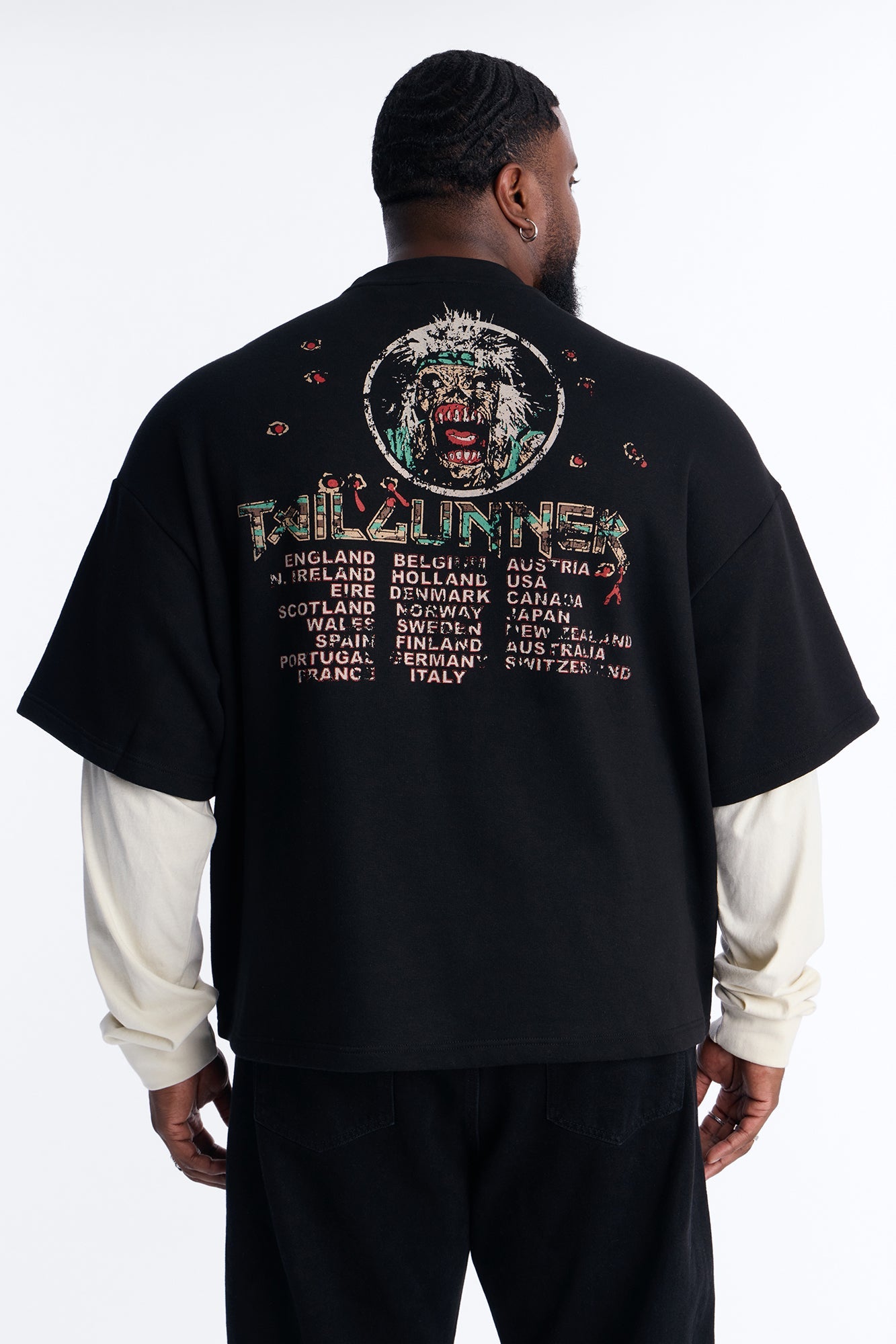 Iron Maiden Tailgunner Oversized Fleece Twofer - Black Wash Fashion Nova