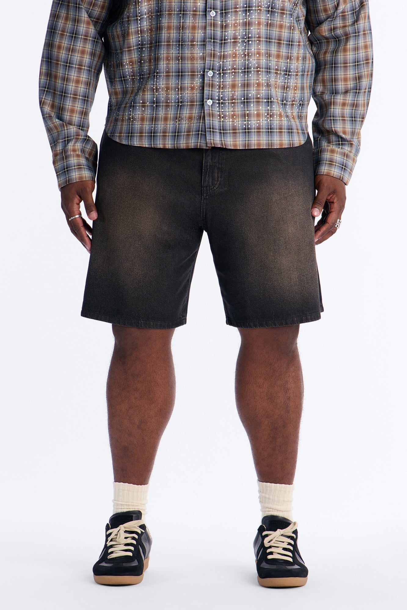 Relaxed Waxed Stealth Denim Short - Black Wash Fashion Nova