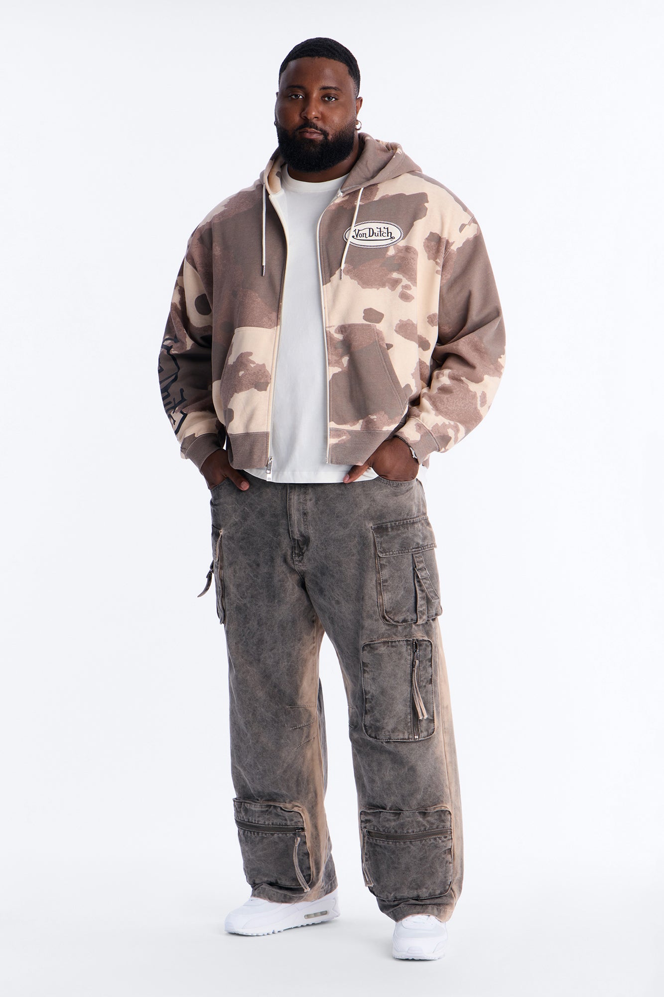 Von Dutch Western Cow Hide Zip Up Hoodie - Brown Fashion Nova