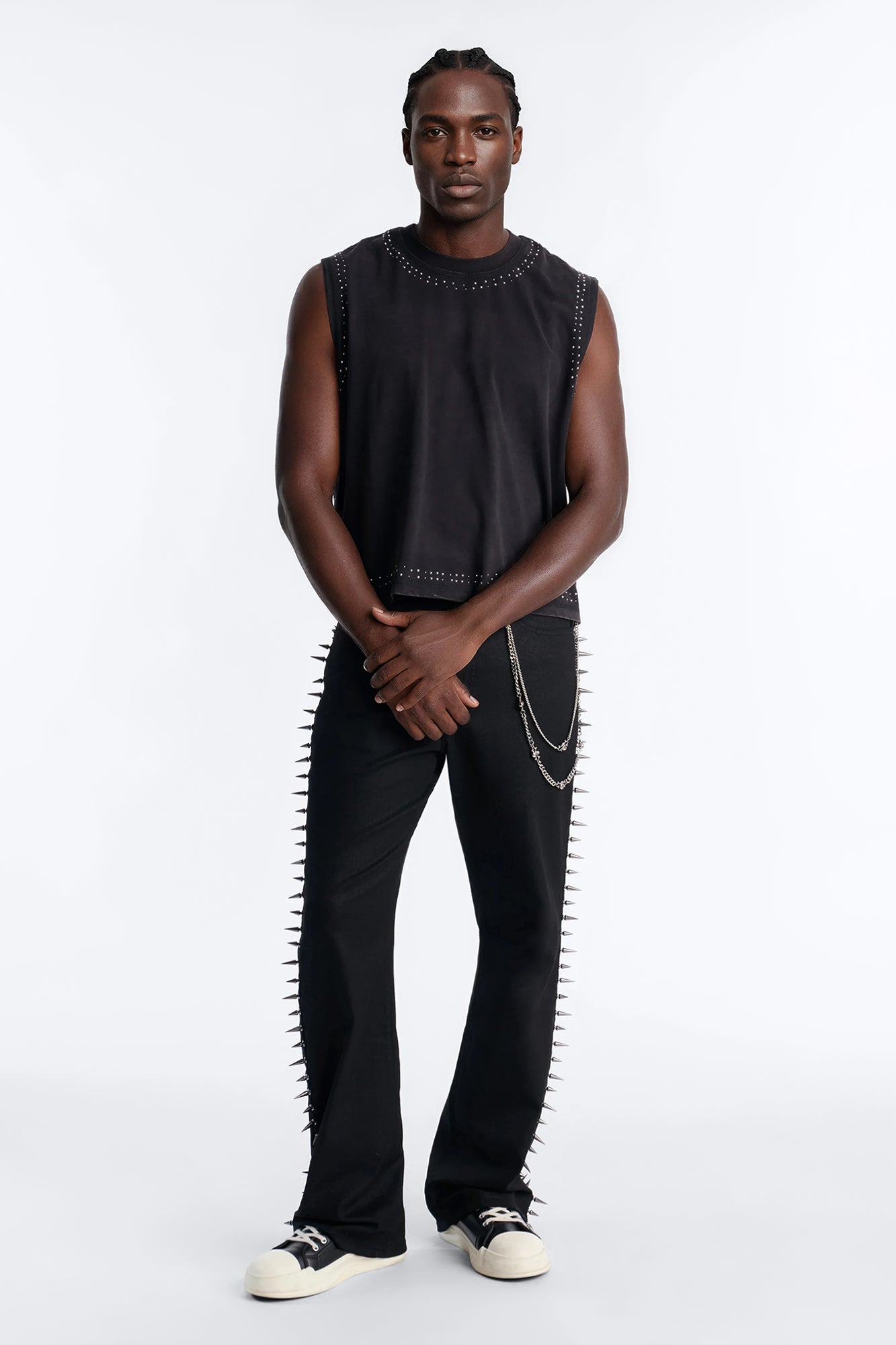Stacked Slim Flare Waxed Cyber Spike Jean - Black Fashion Nova