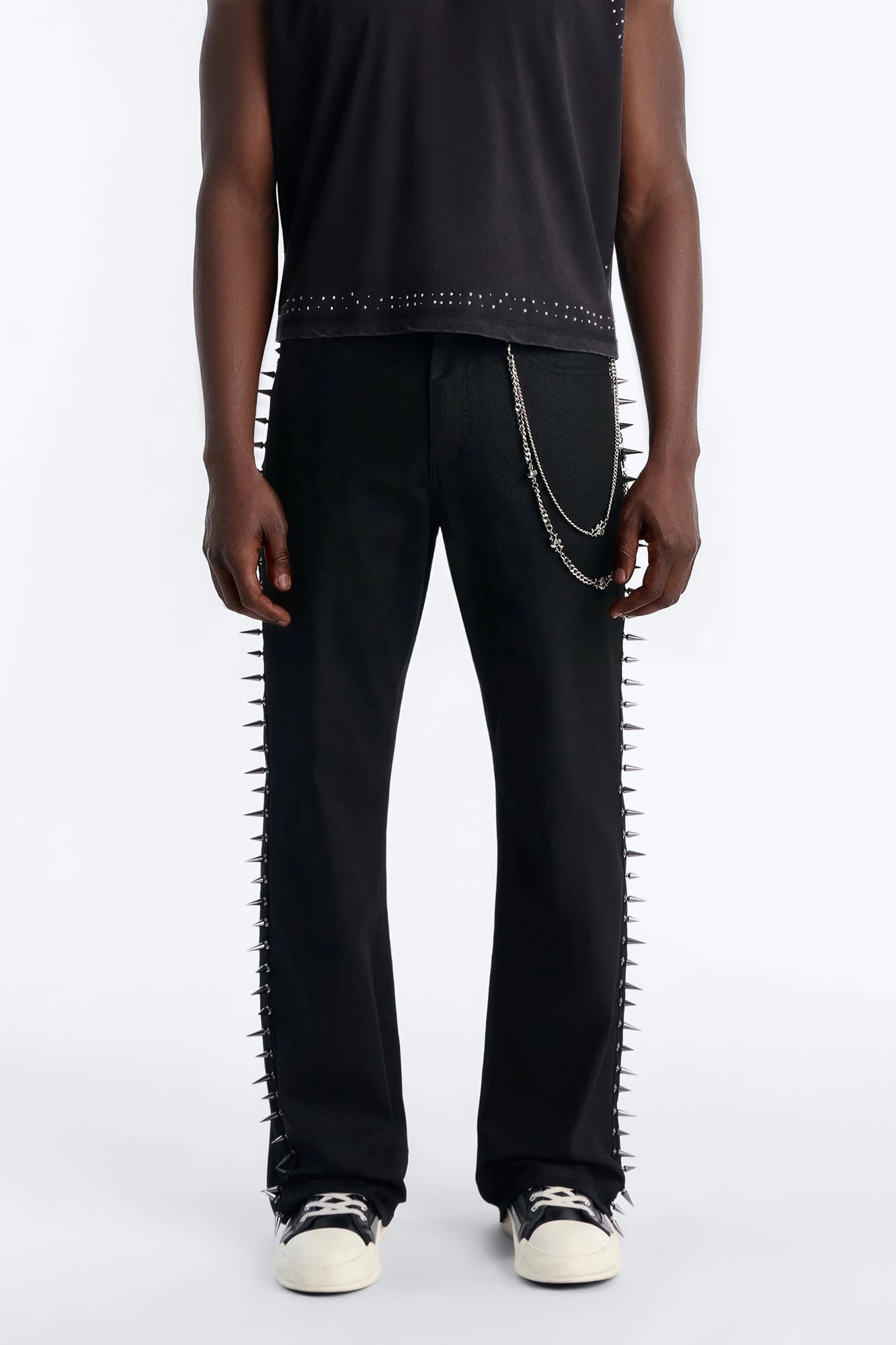 Stacked Slim Flare Waxed Cyber Spike Jean - Black Fashion Nova