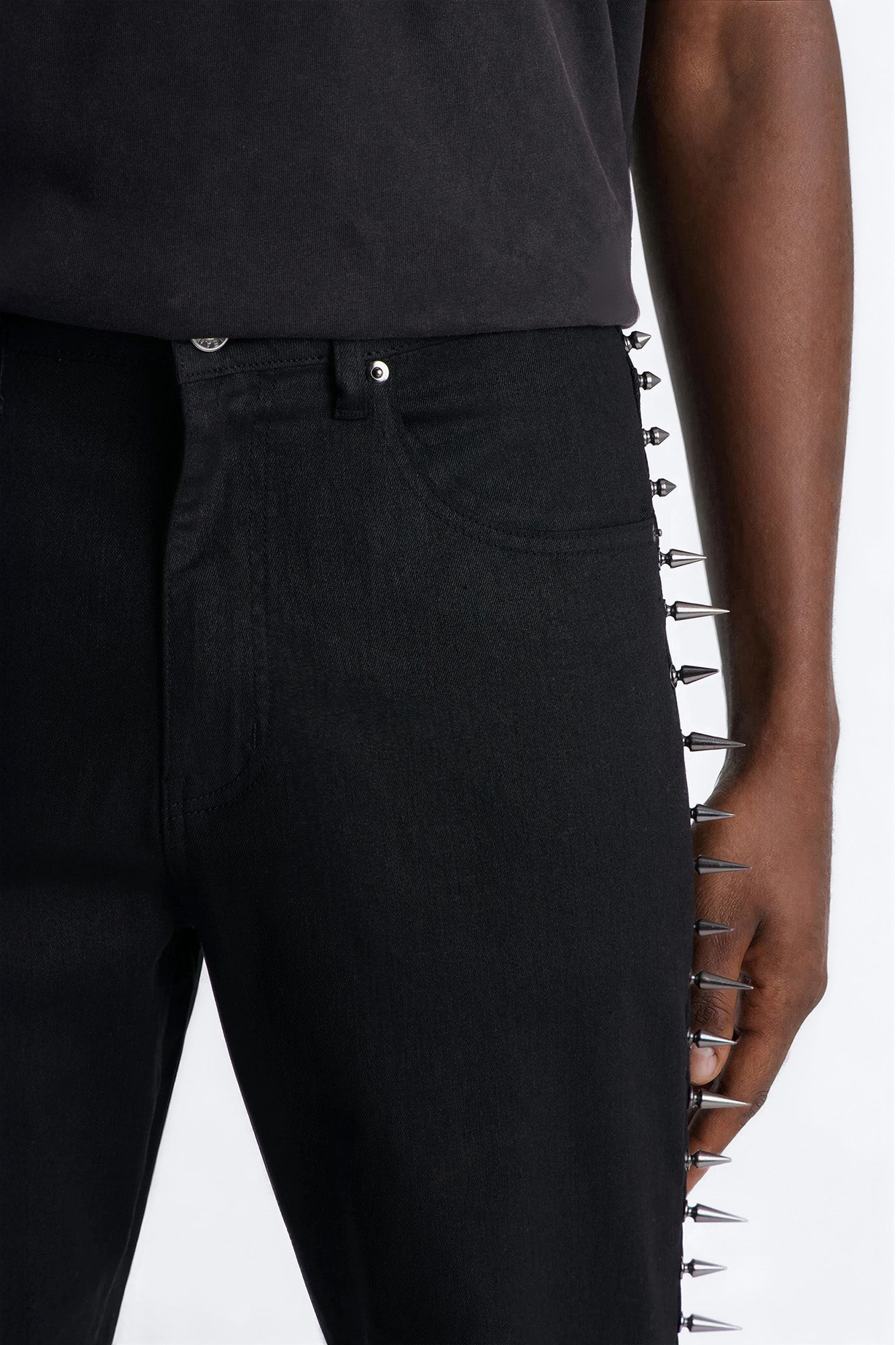 Stacked Slim Flare Waxed Cyber Spike Jean - Black Fashion Nova