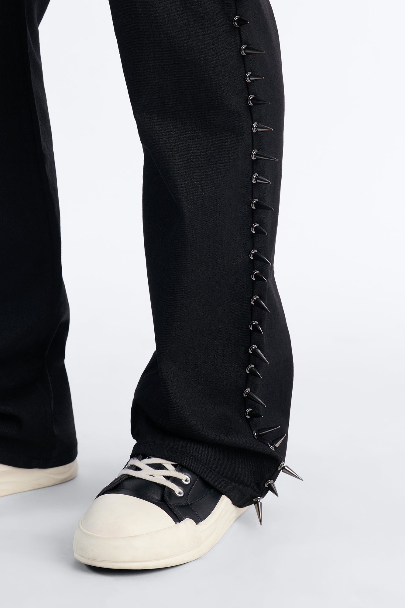 Stacked Slim Flare Waxed Cyber Spike Jean - Black Fashion Nova