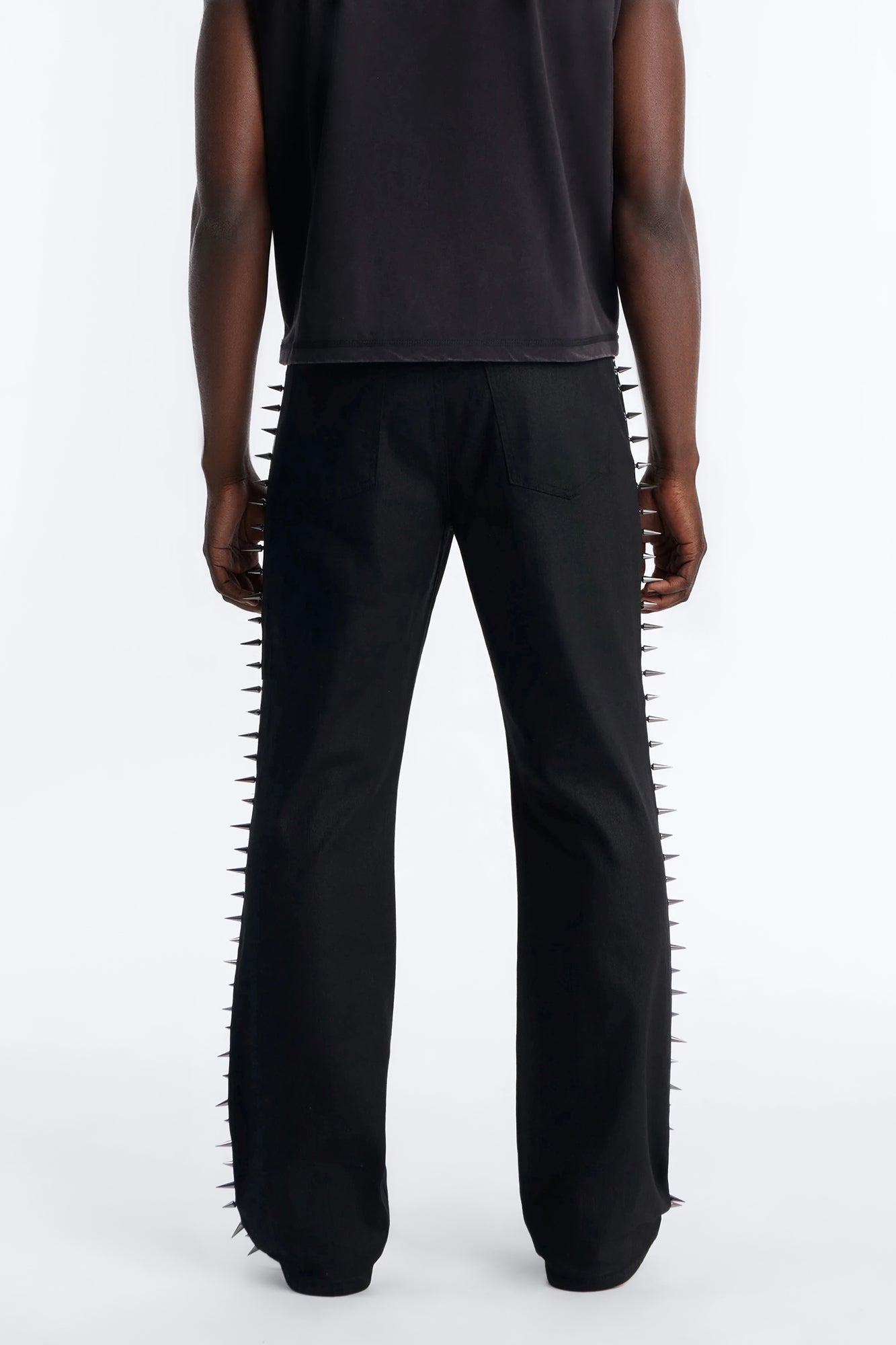 Stacked Slim Flare Waxed Cyber Spike Jean - Black Fashion Nova
